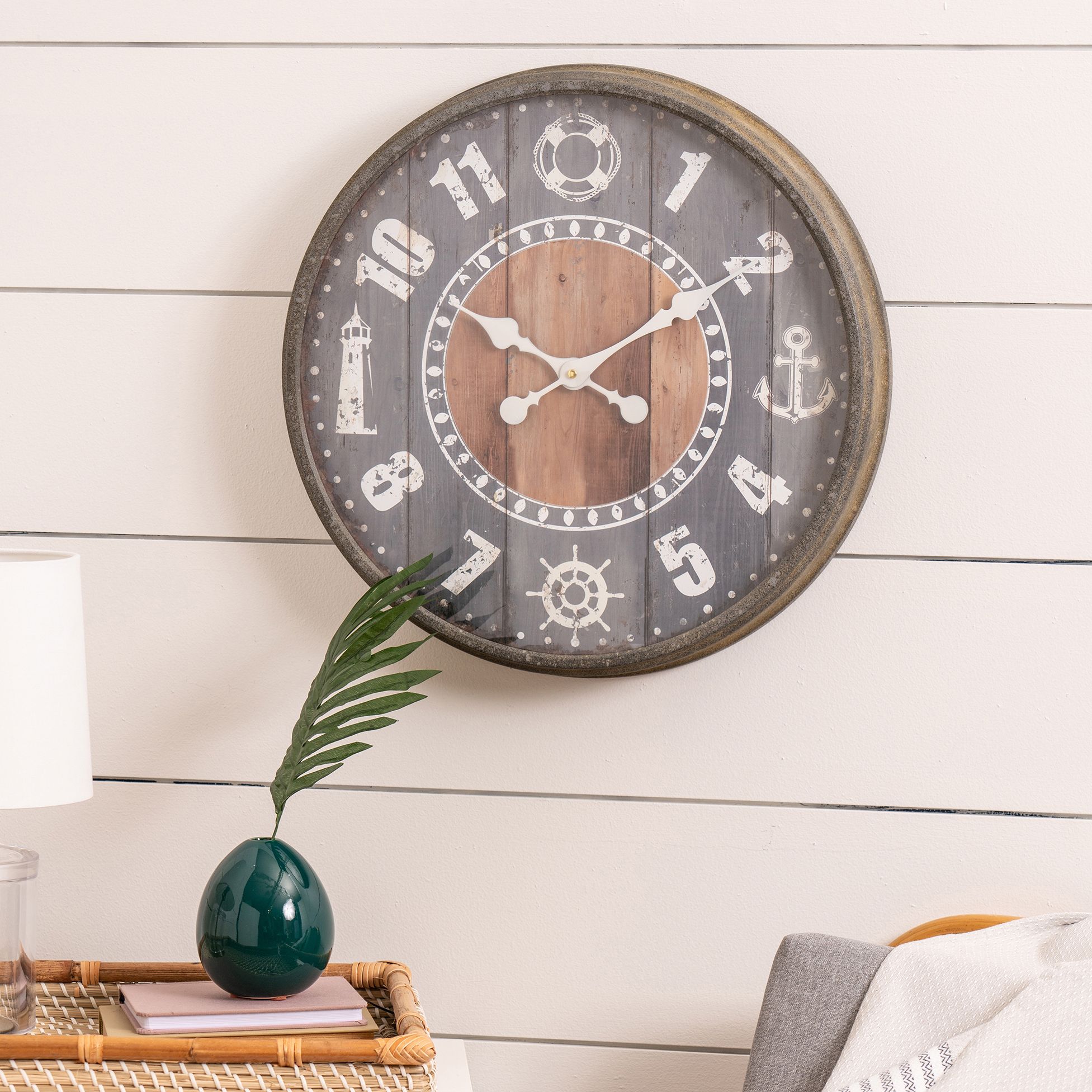 Gulf Coast  26" Wide Coastal Nautical Wall Clock