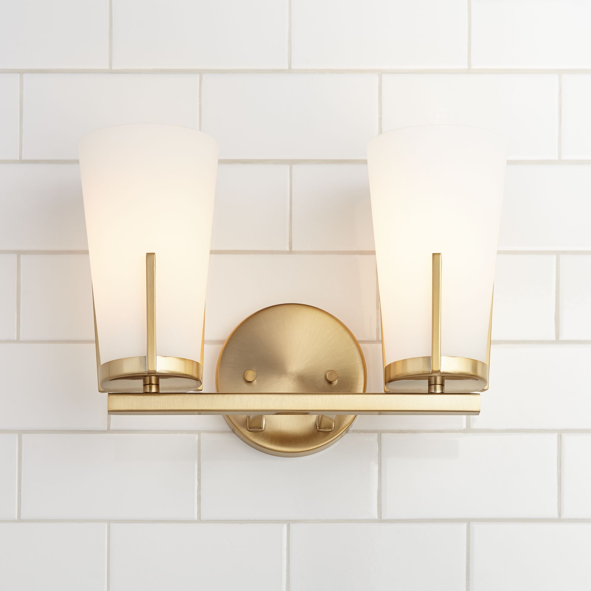 Possini Euro Vera 9 3/4" High Warm Brass 2-Light Wall Sconce