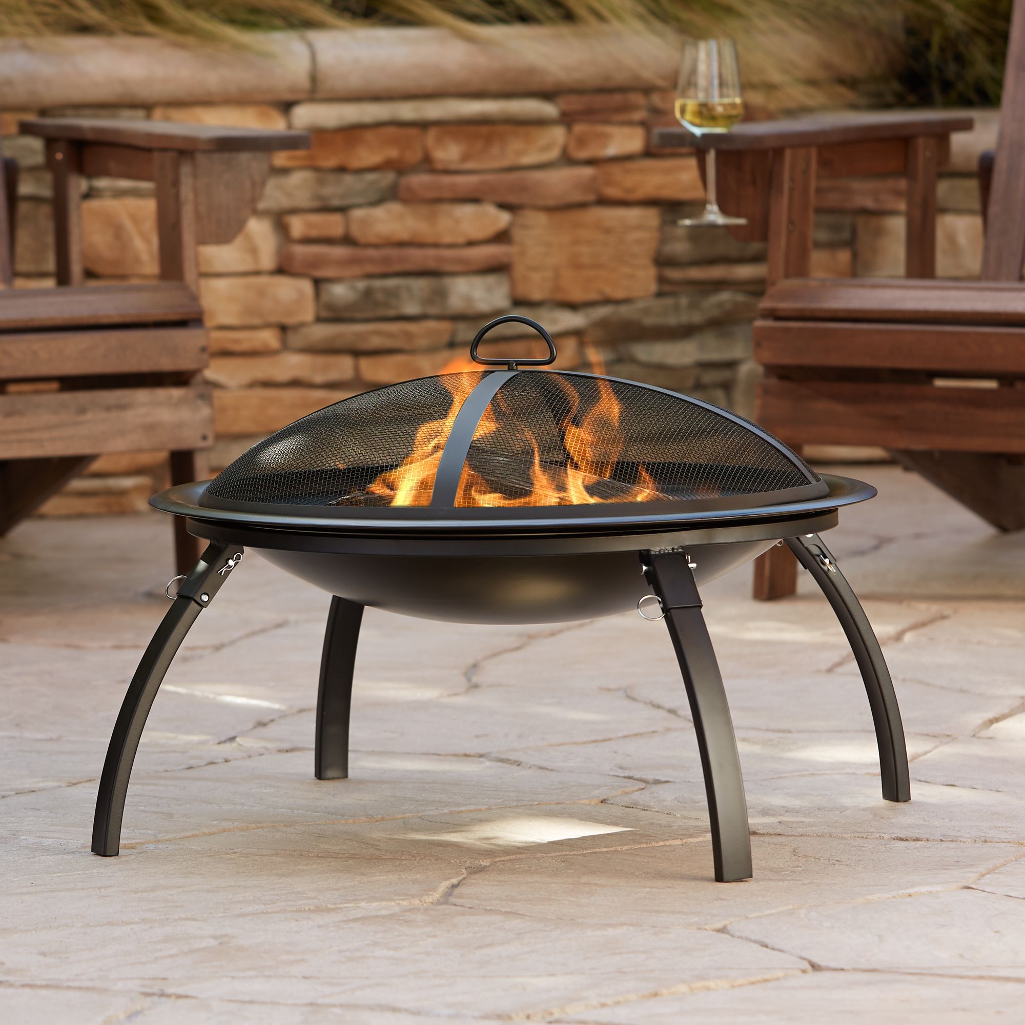 Camano 26" Wide Portable Outdoor Steel Fire Pit