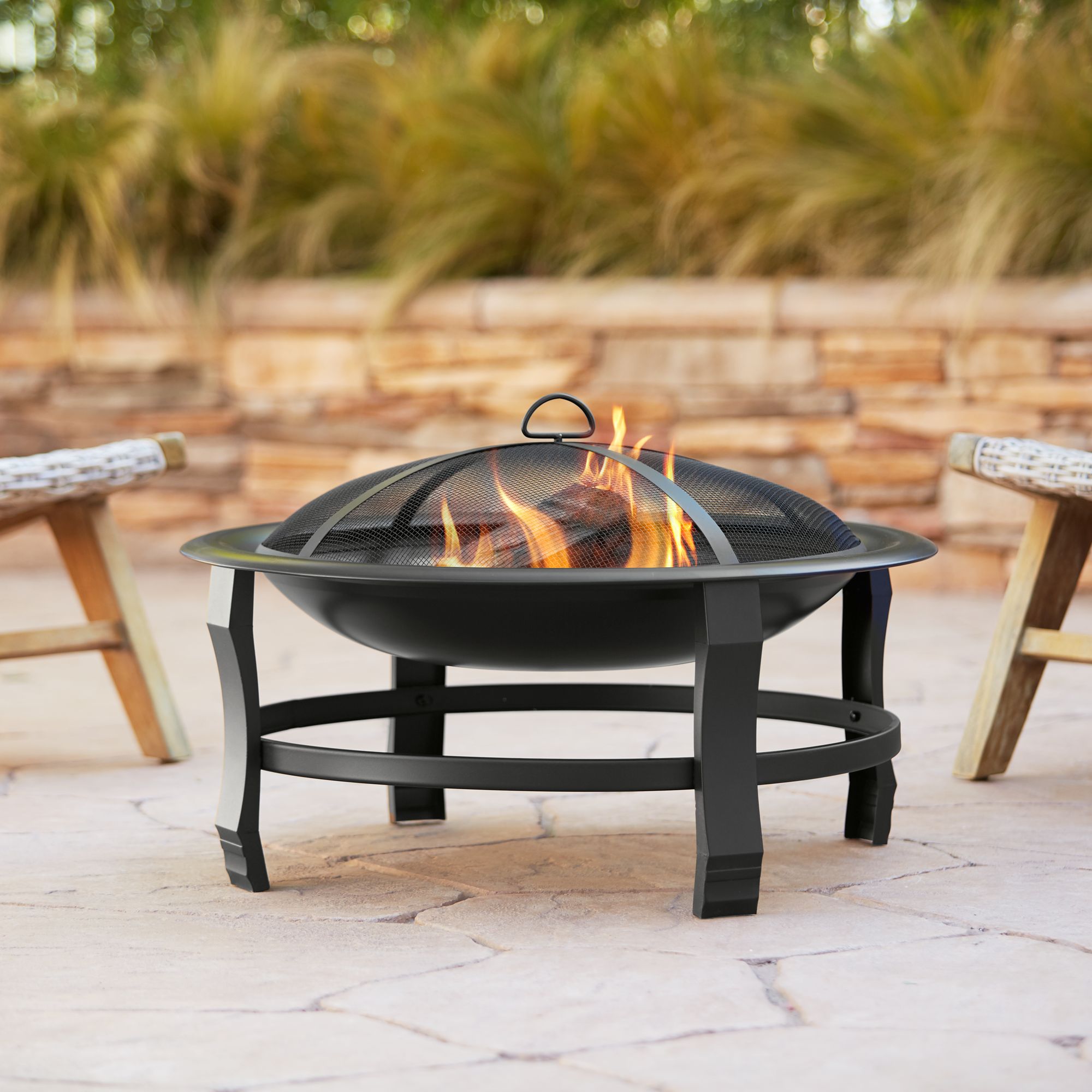 Capitan 30" Wide Round Steel Outdoor Fire Pit