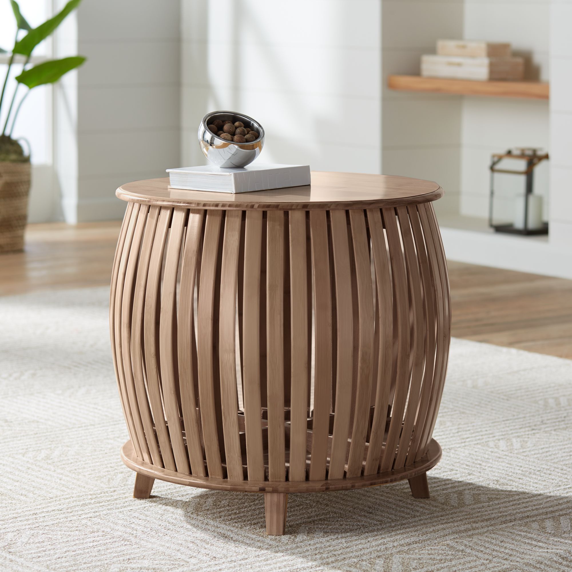 Artino Distressed Natural Bamboo Accent Table