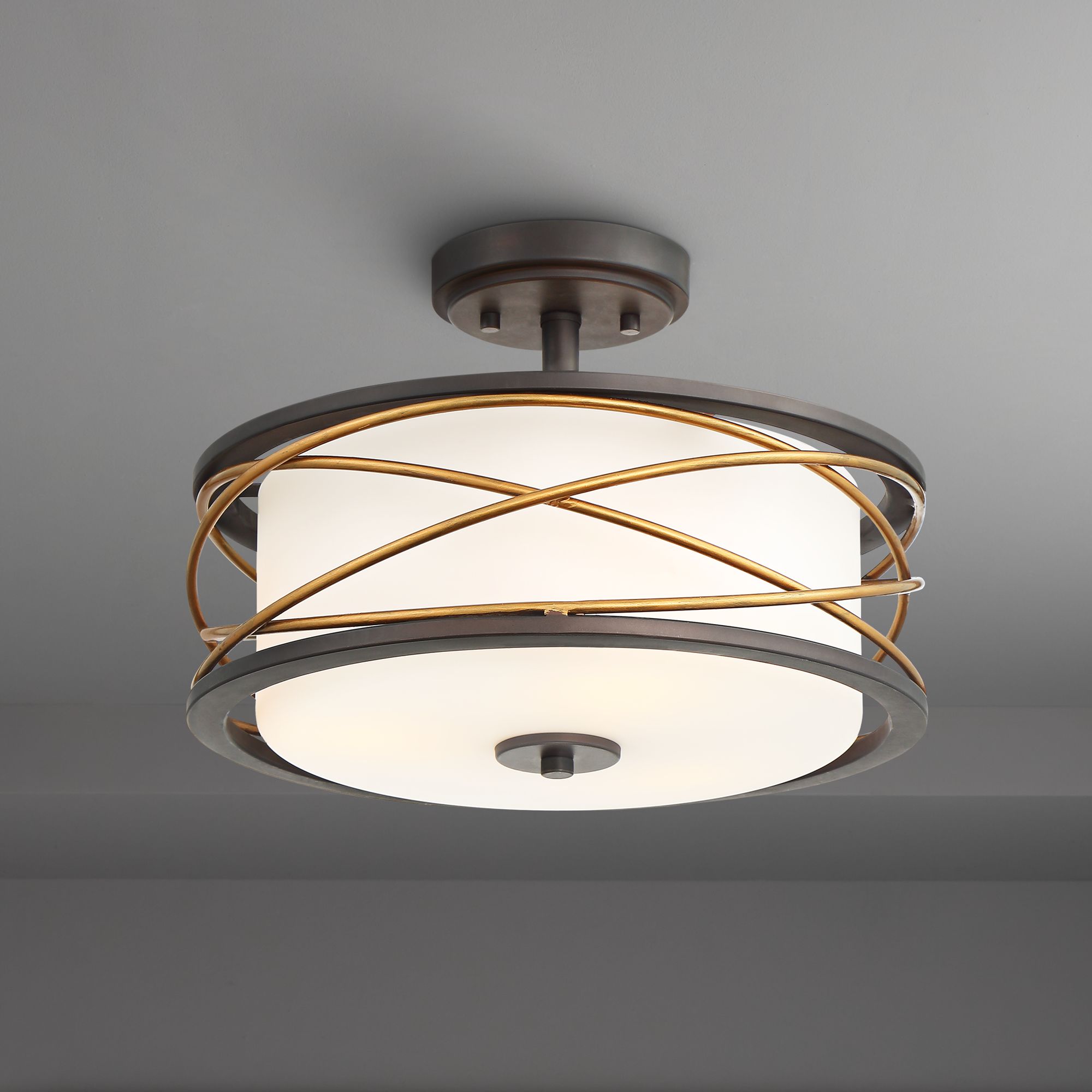 Possini Euro Dannika 14 1/2" Wide White Glass Ceiling Light