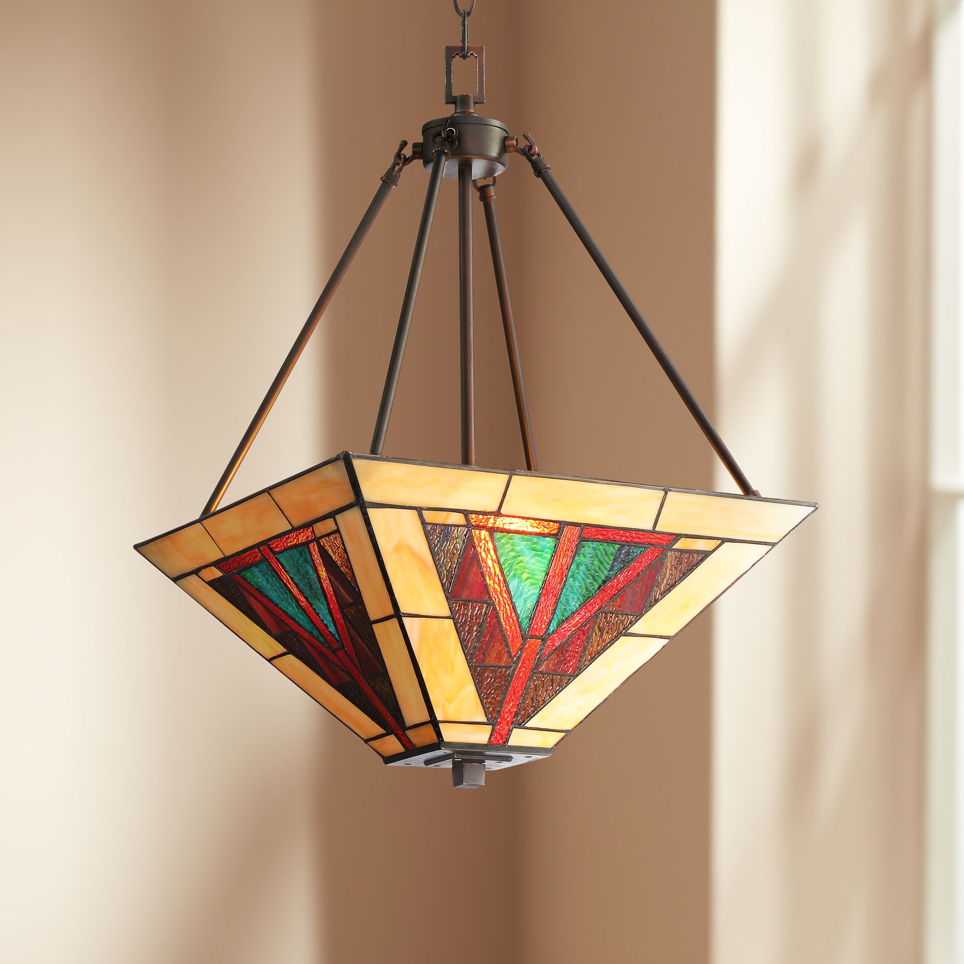 Robert Louis Tiffany Ansel 18" Wide Glass 3-Light Pendant