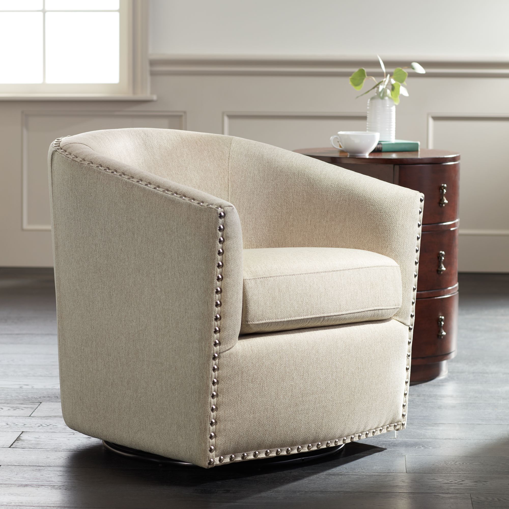 Fullerton Ii Oatmeal Swivel Accent Chair 79h34 Lamps Plus