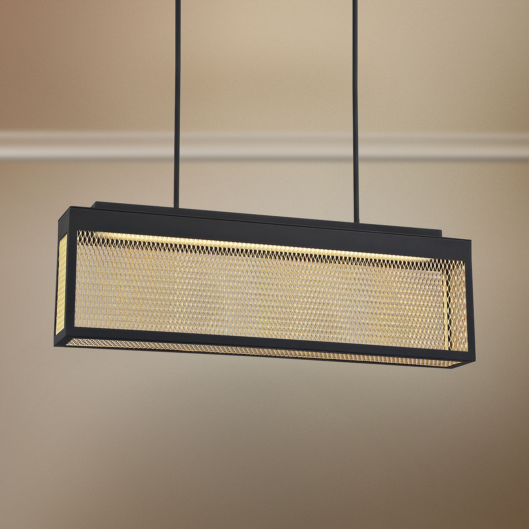 Coop 36"W Black and Gold LED Kitchen Island Light Pendant