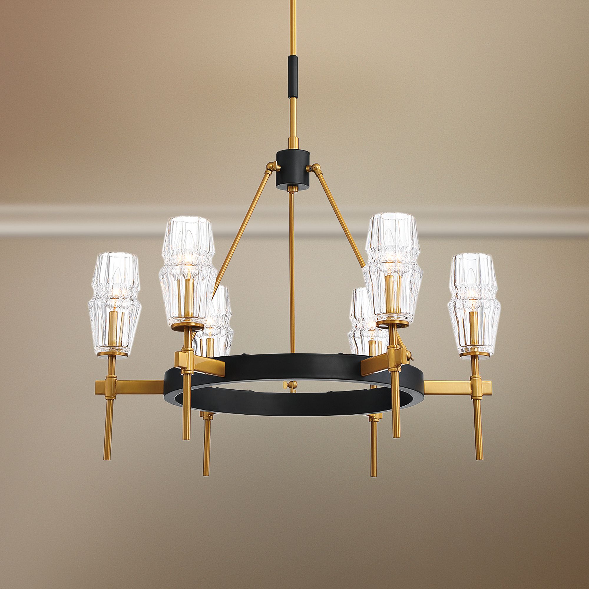 Eurofase Gladstone 28"W Brass and Black 6-Light Chandelier
