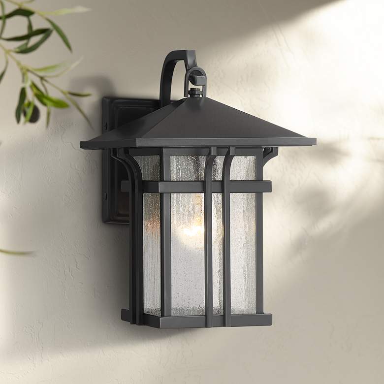 Syon 10 1/2&quot; High Bronze and Glass Outdoor Wall Light