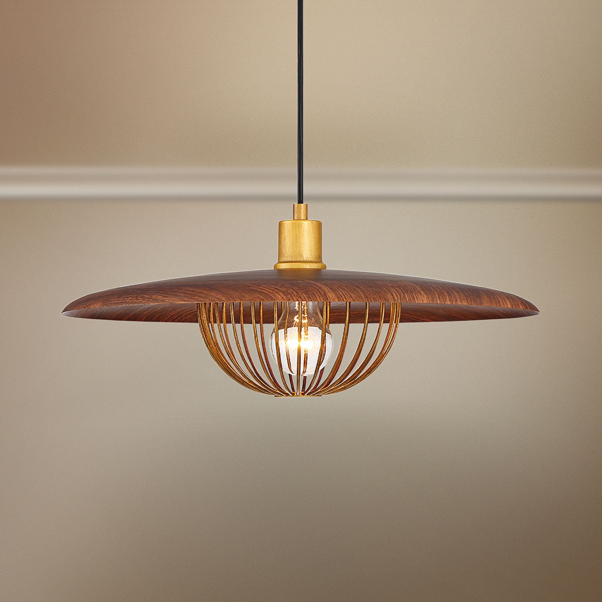 Eurofase Landigo 17 3/4" Wide Wood Shade Pendant Light