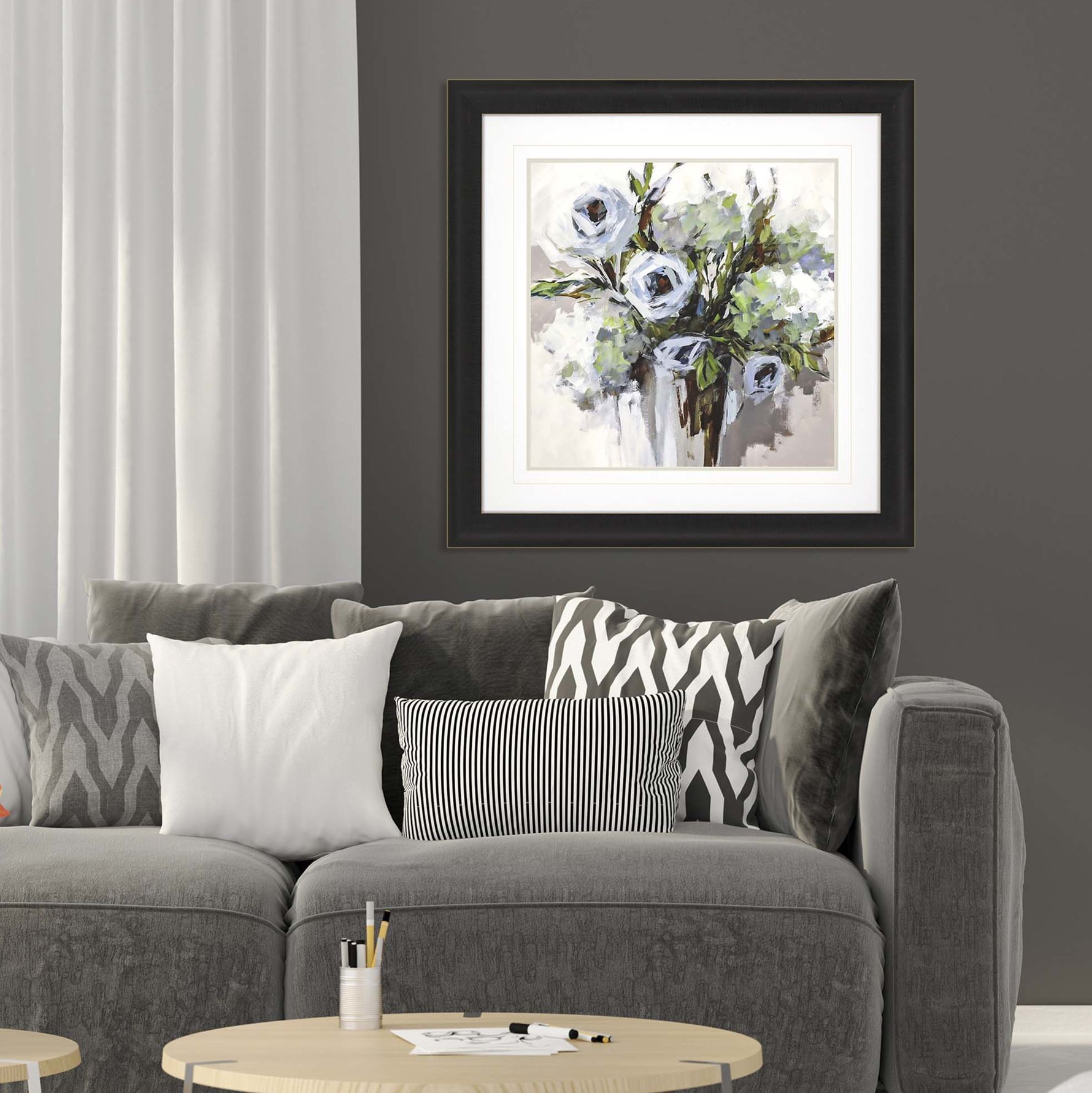 Serene Blossoms 1 35" Square Framed Giclee Wall Art