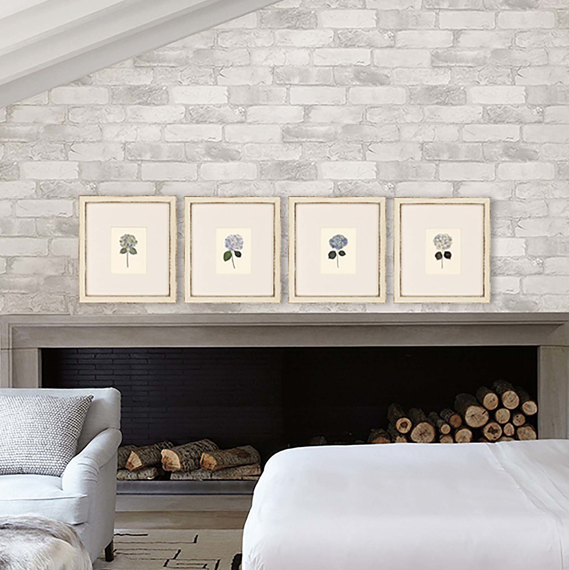 Hydrangea Minis 13" High 4-Piece Framed Wall Art Set