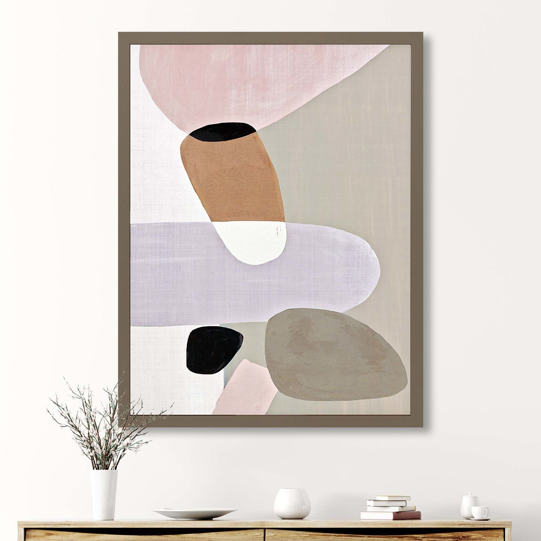 Stacking Pebbles I 51" High Framed Giclee Wall Art