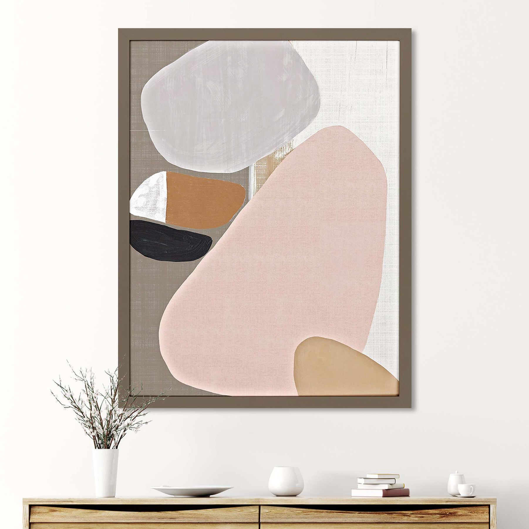 Stacking Pebbles II 51" High Framed Giclee Wall Art