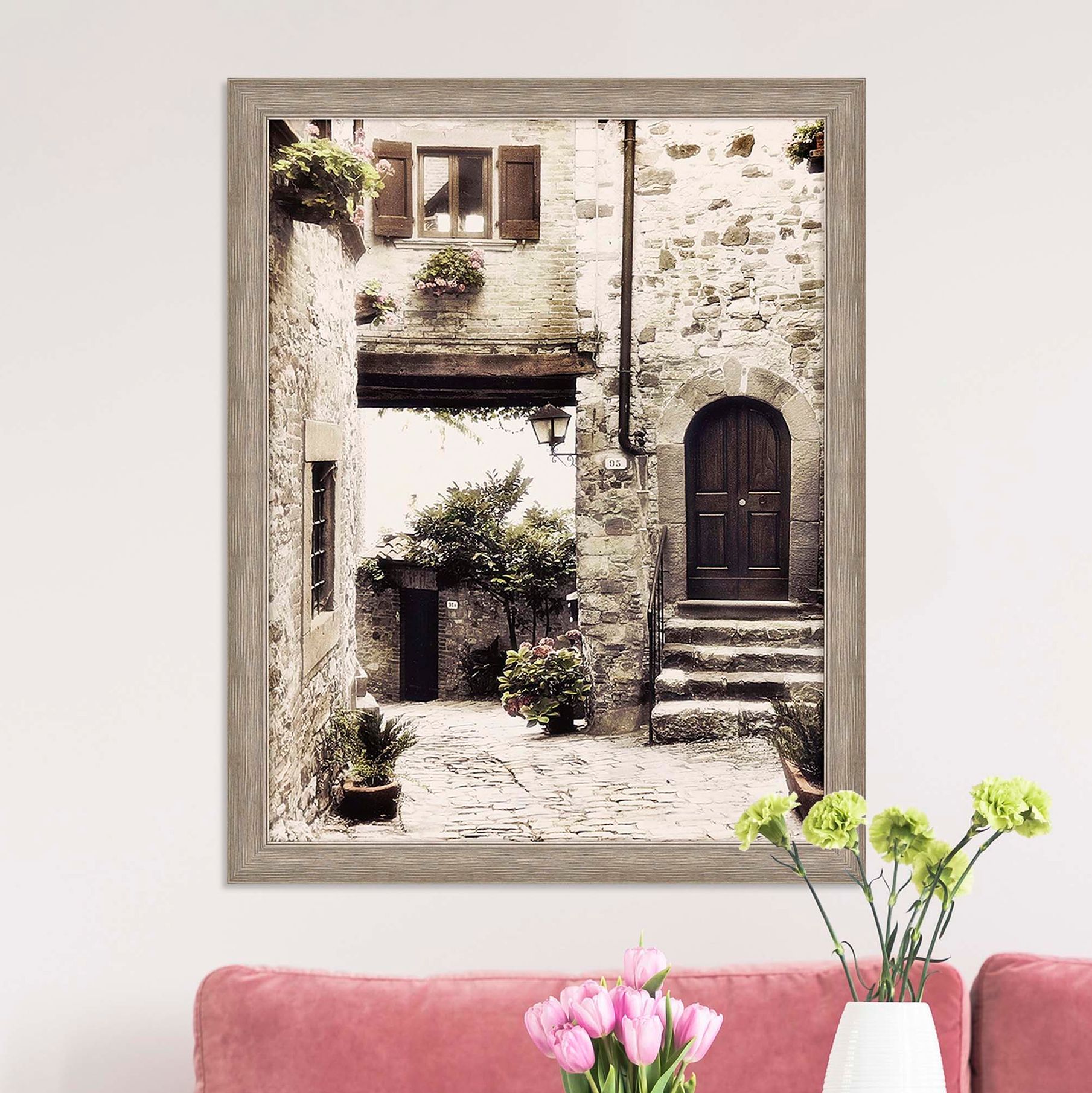 Courtyard 44" High Framed Giclee Wall Art