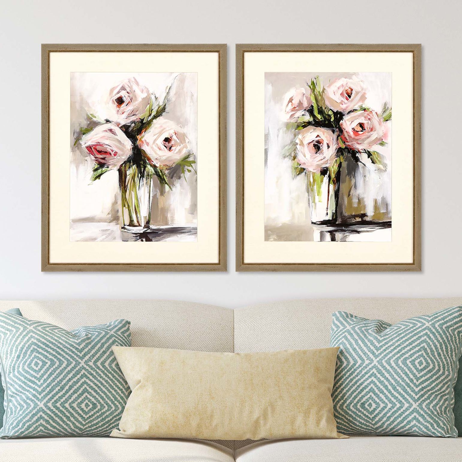 Spring Bouquet 32" High 2-Piece Framed Giclee Wall Art Set