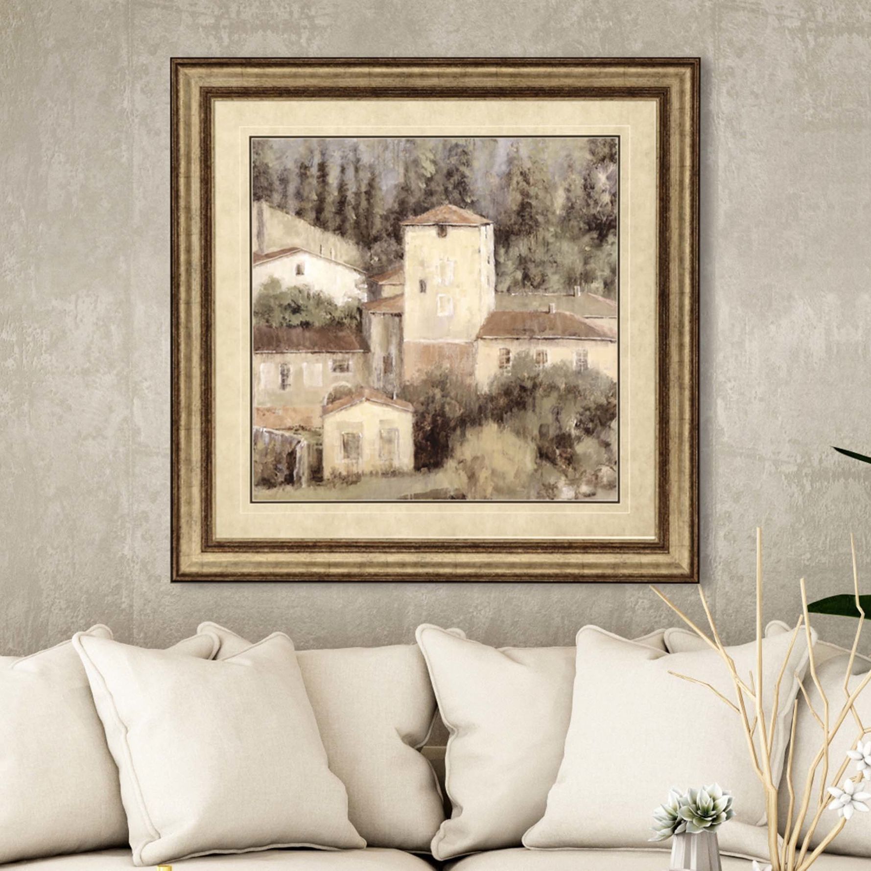 Peaceful View of Tuscany 43" Square Framed Giclee Wall Art