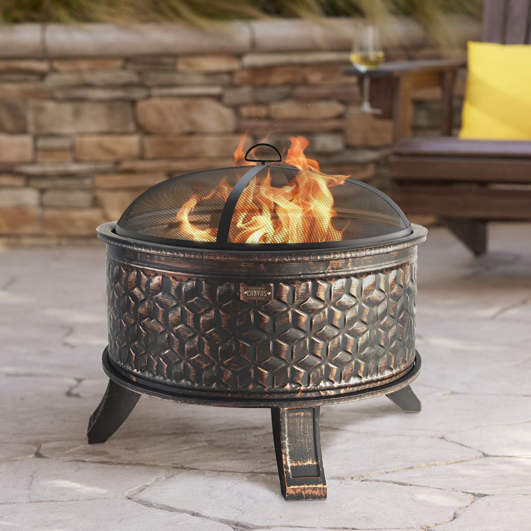 Stan 26" Round Bronze Wood Burning Fire Pit