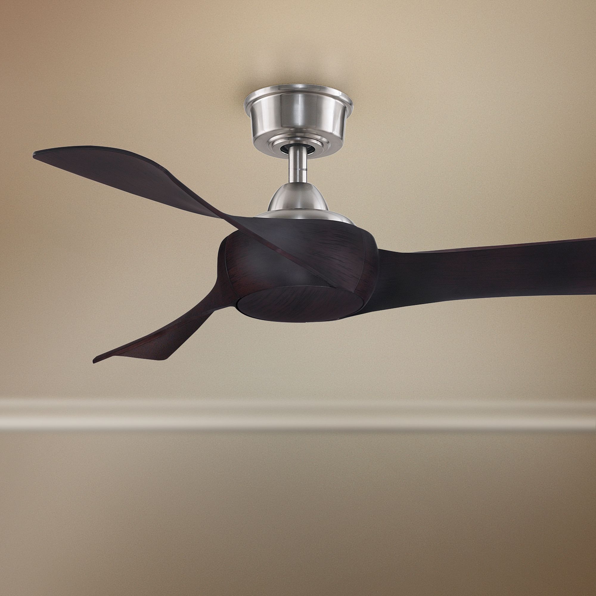 44" Fanimation Wrap Brushed Nickel Damp Ceiling Fan