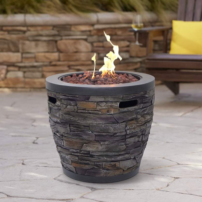 Breckinridge 27&quot; Round Stone Look Gas Outdoor Fire Pit