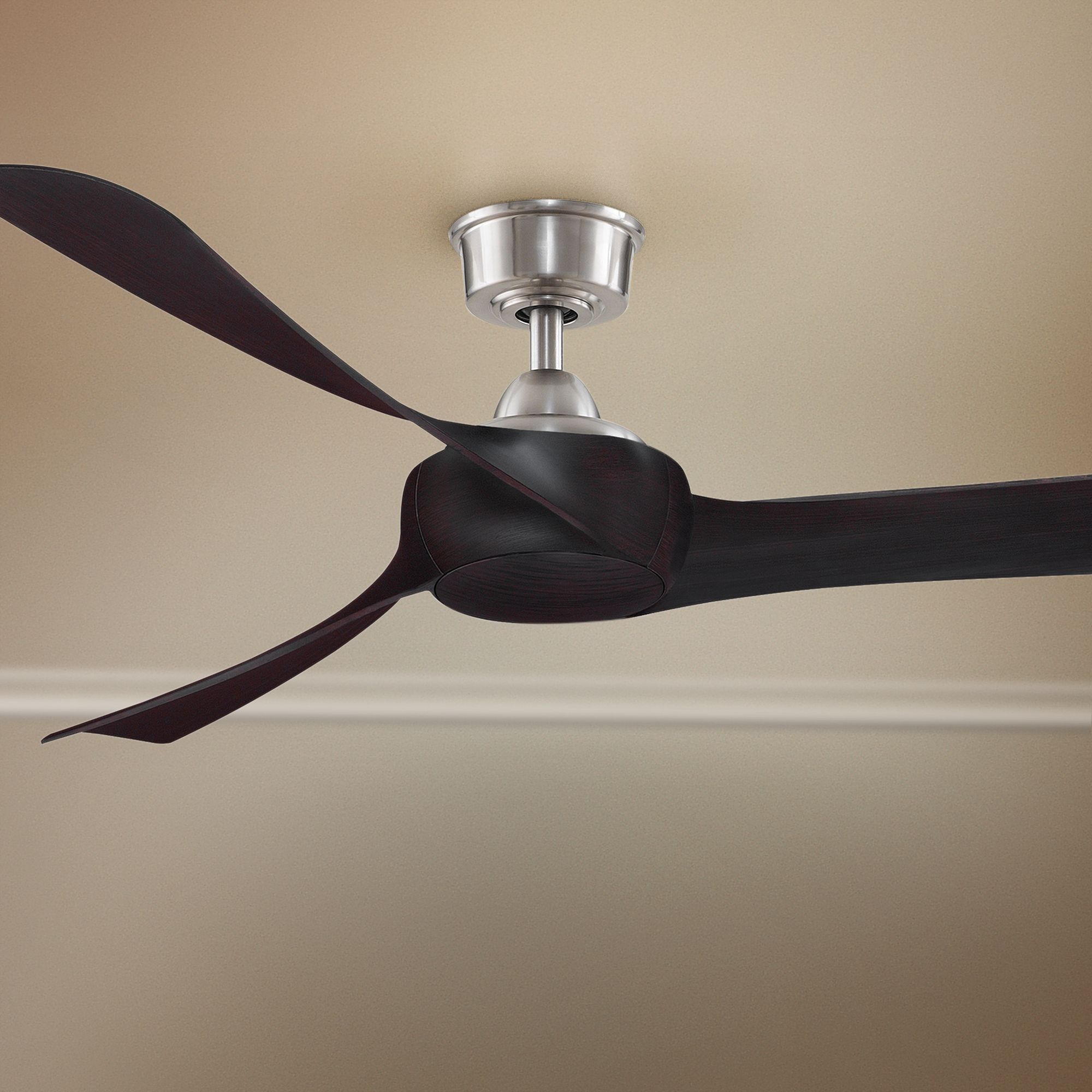 60" Fanimation Wrap Brushed Nickel Damp Ceiling Fan