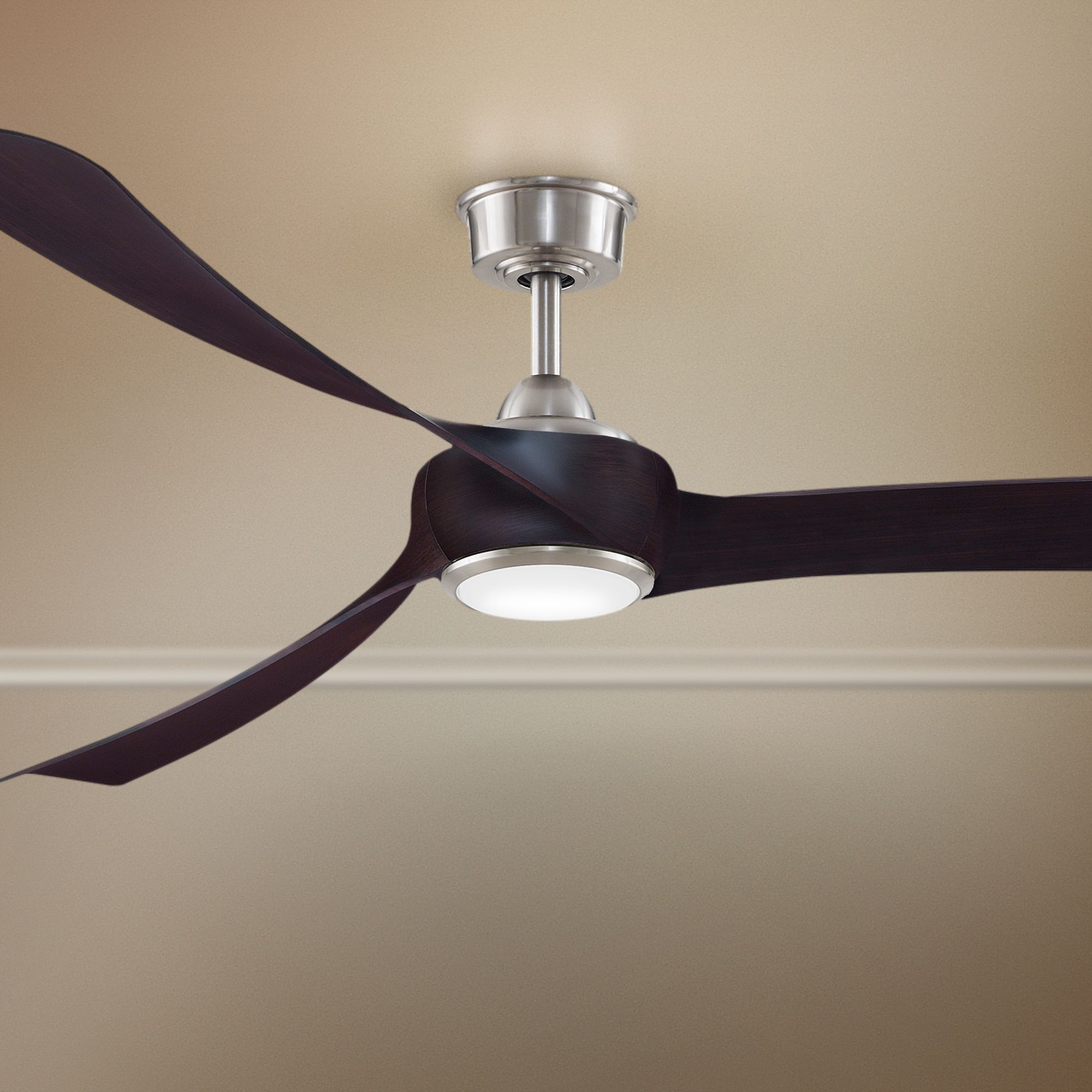72" Fanimation Wrap Brushed Nickel LED Damp Ceiling Fan 79V83