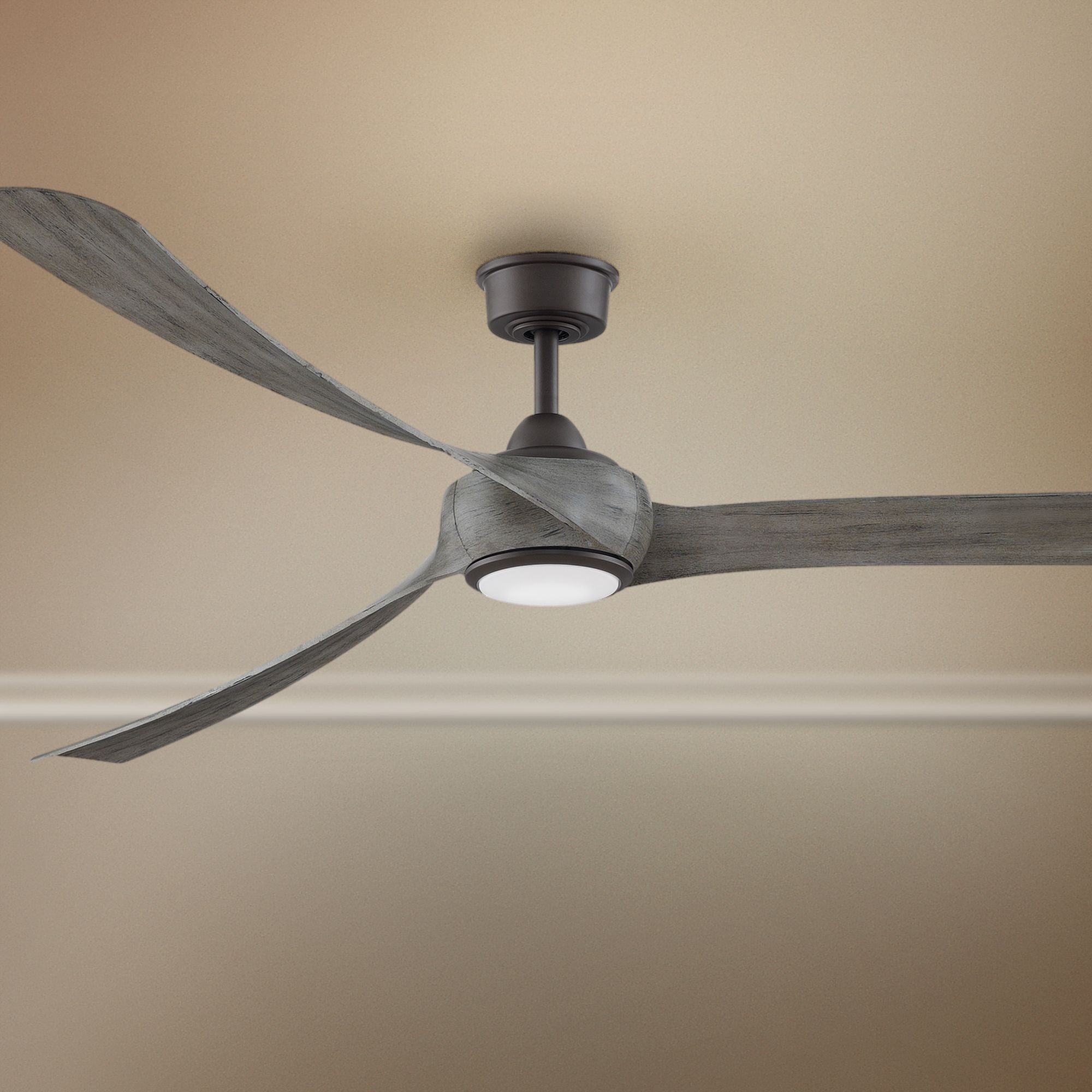 84" Fanimation Wrap Matte Greige LED Damp Ceiling Fan