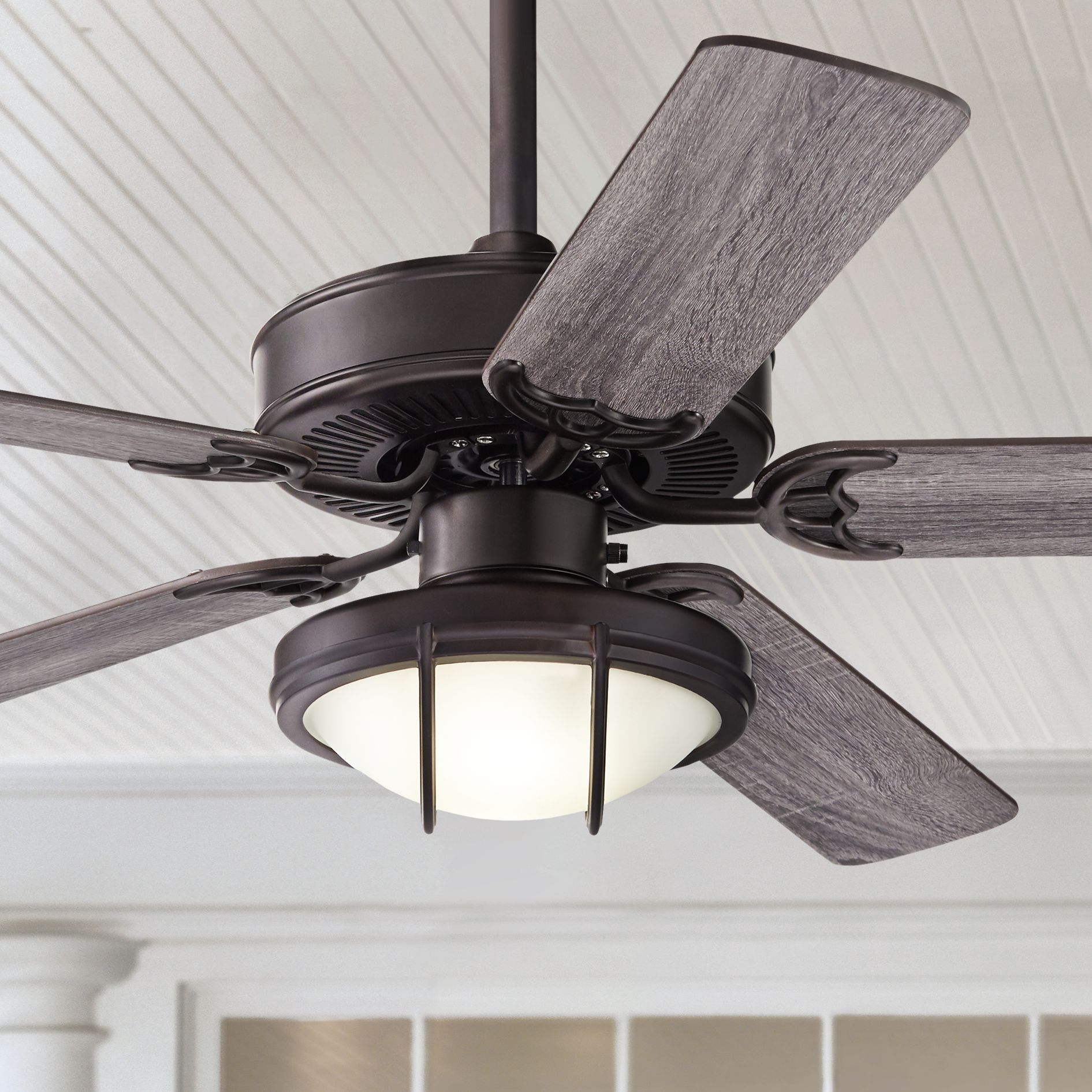 52" Casa Bay View Frosted Glass Damp LED Ceiling Fan