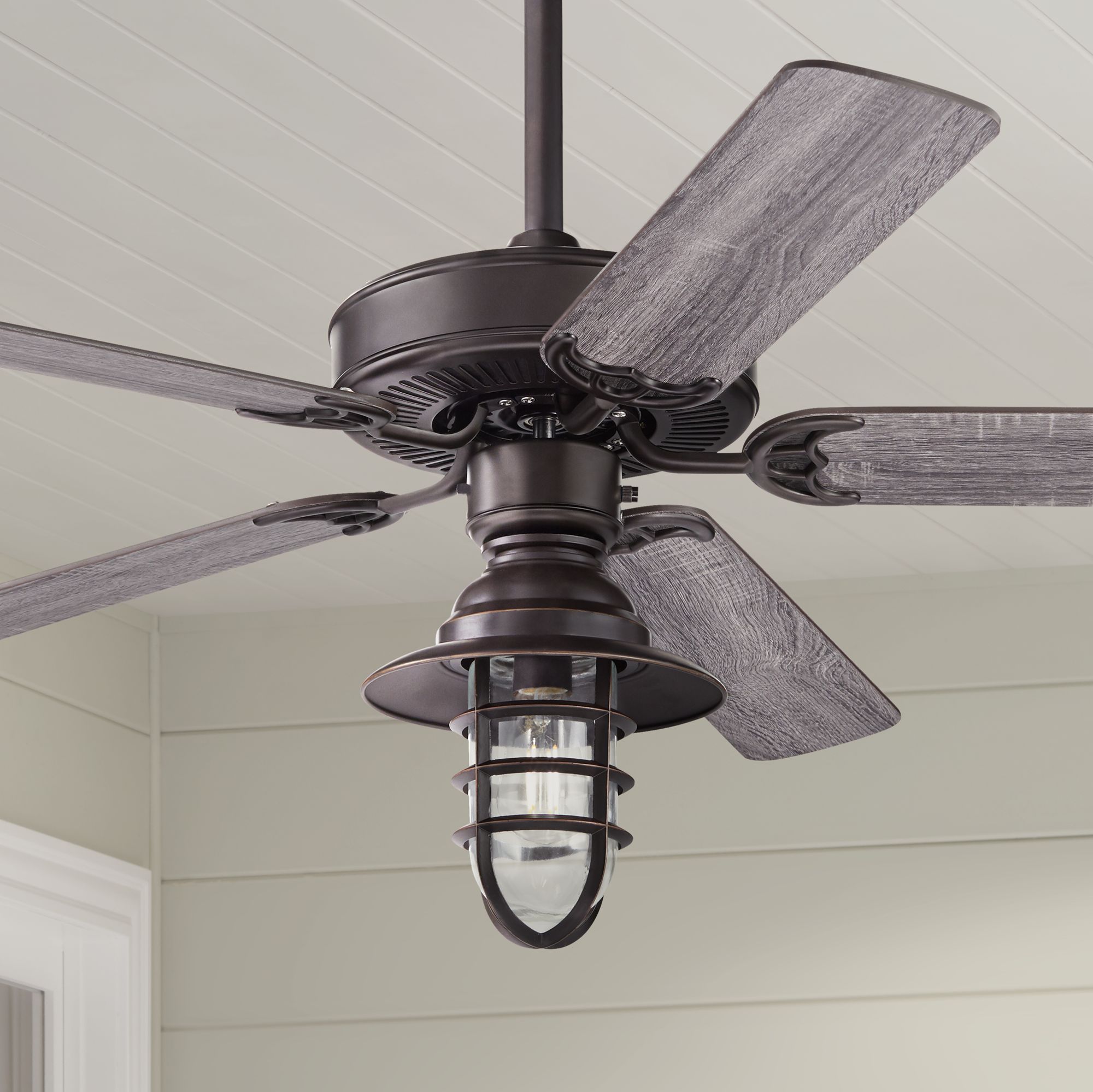 52" Casa Bay View Bronze Hooded Cage Damp LED Ceiling Fan