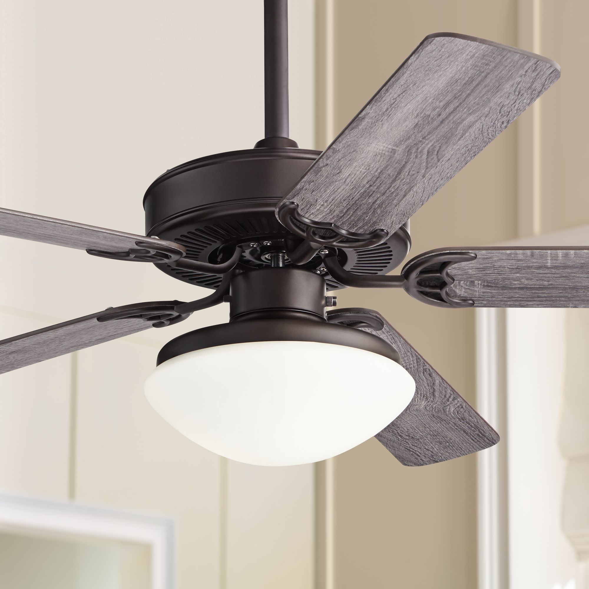 52" Casa Bay View Bronze and Opal Glass Damp LED Ceiling Fan