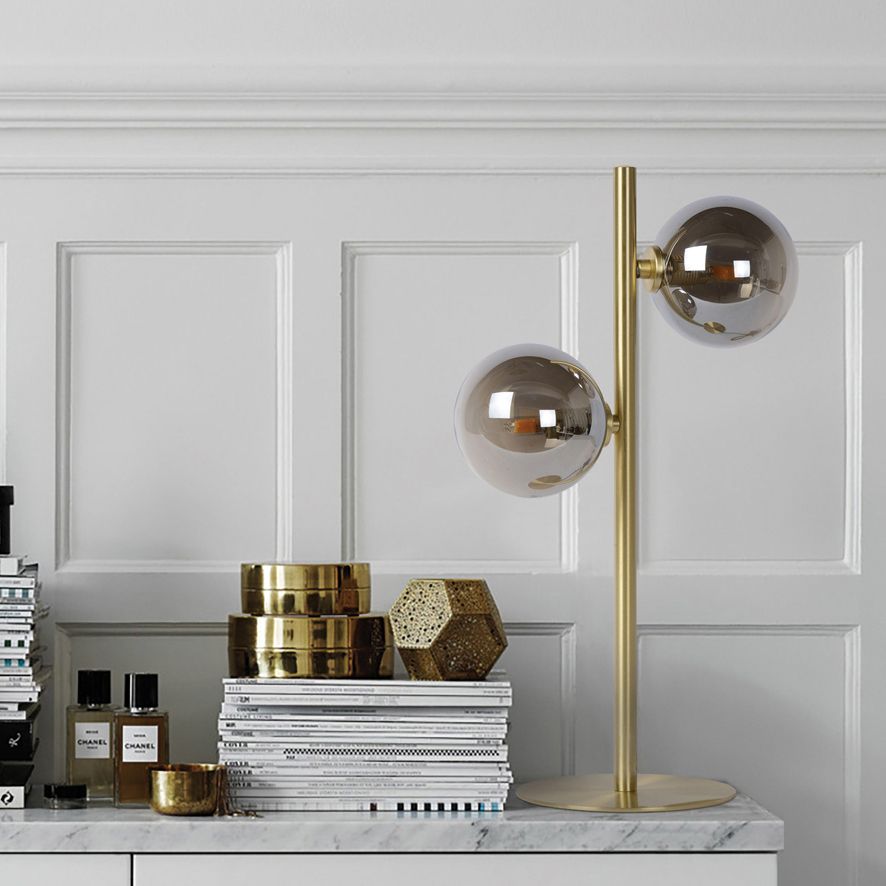 Osborn 17"H Satin Brass and Black Smokey Accent Table Lamp