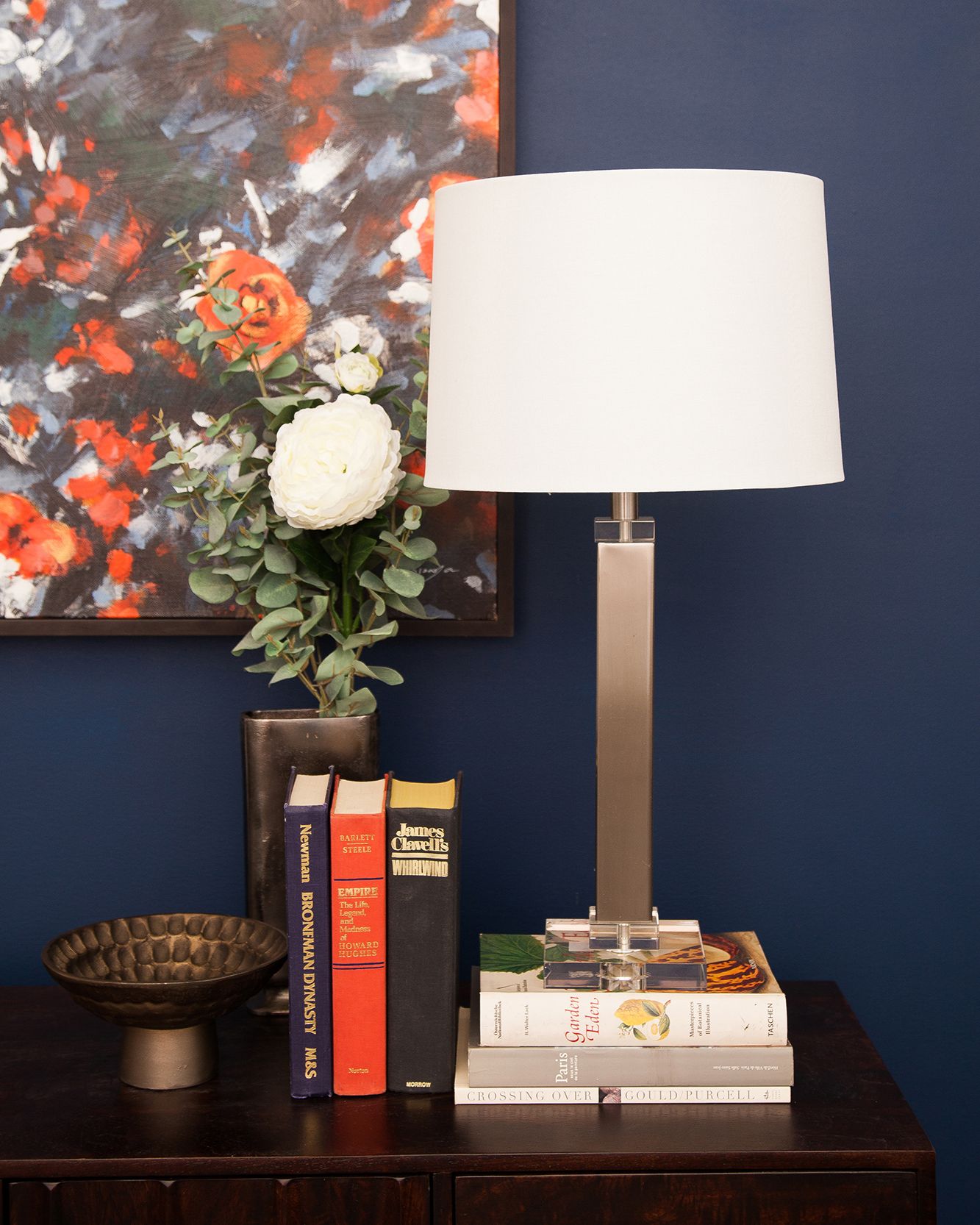 Sauline Brushed Nickel Column Table Lamp