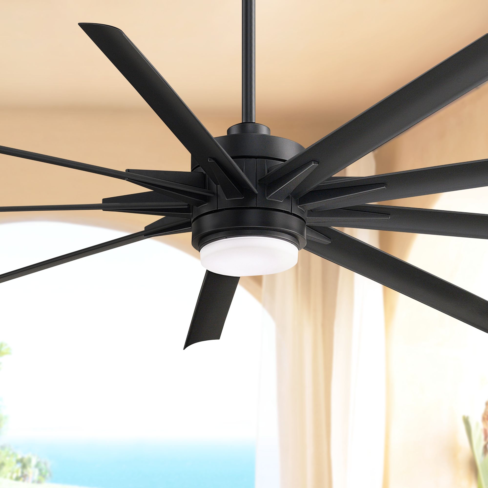72" Fanimation Odyn Custom Black LED Outdoor Ceiling Fan 79X69