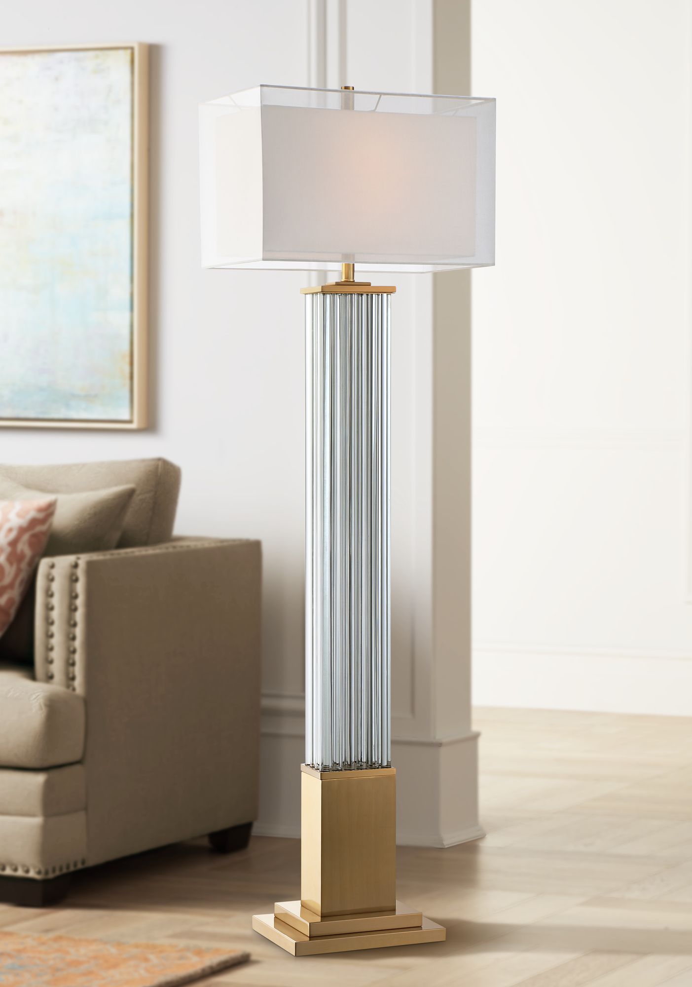 white column floor lamp