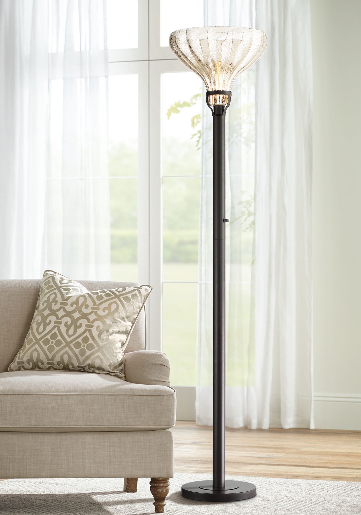 Shelby Mercury Glass Torchiere Floor Lamp