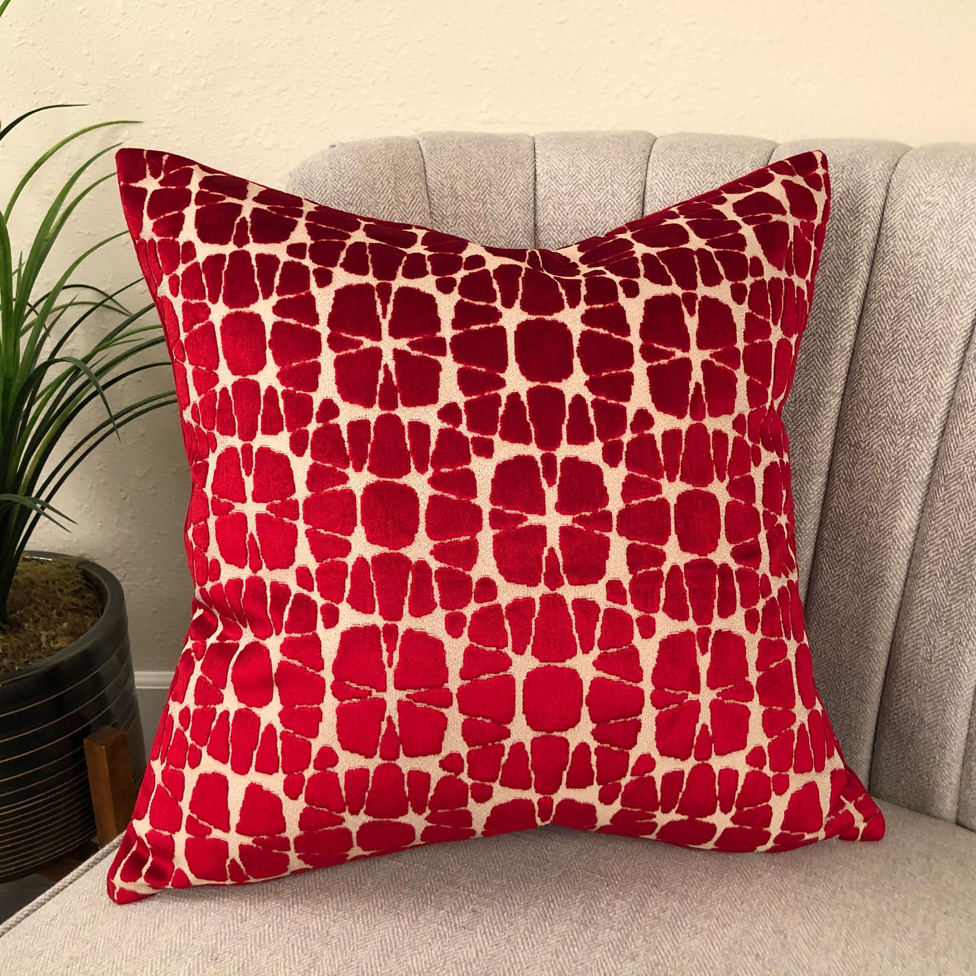 red decorative pillows