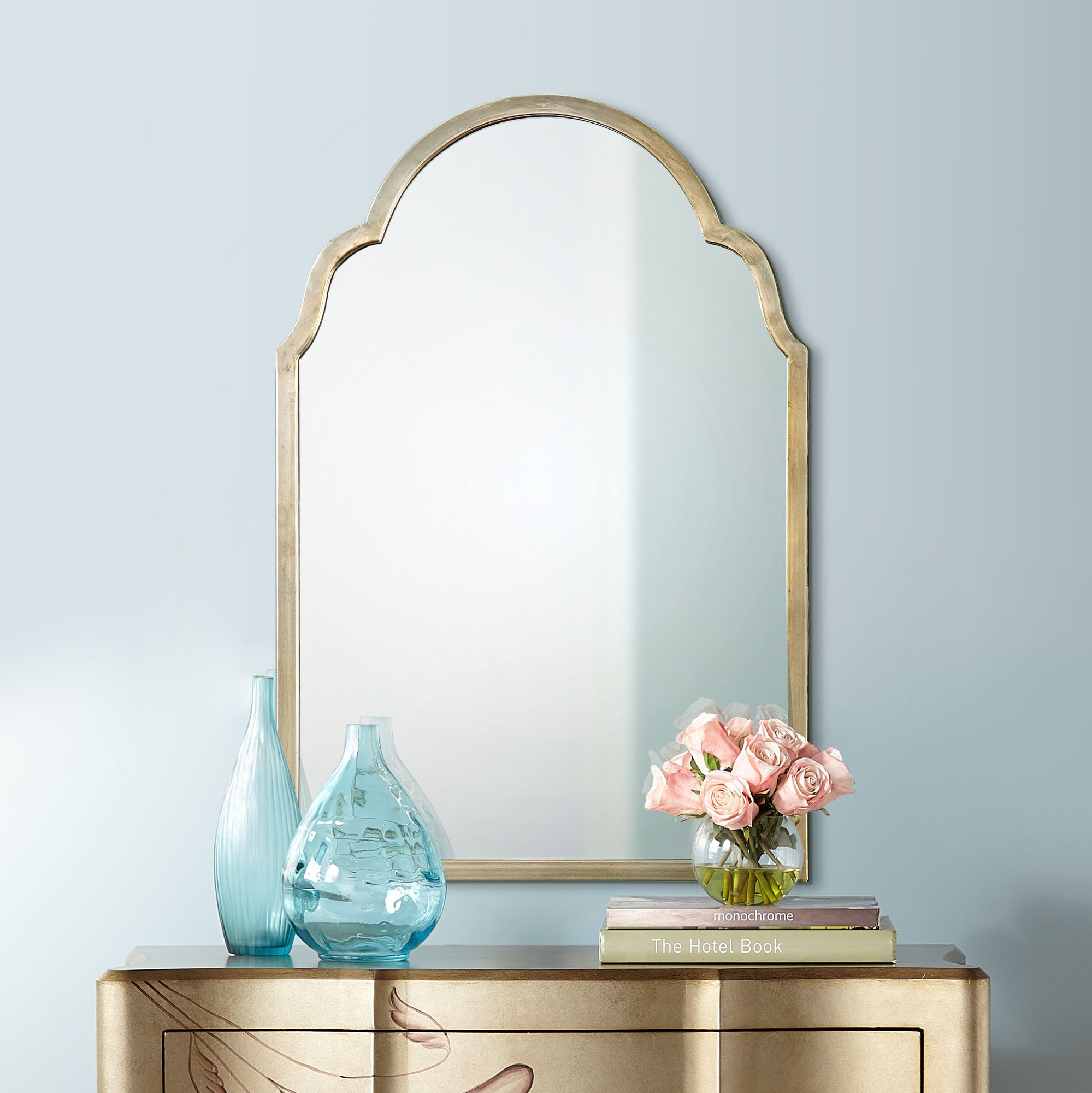 Brayden Petit Silver 20 1/4" x 30 Arch Wall Mirror