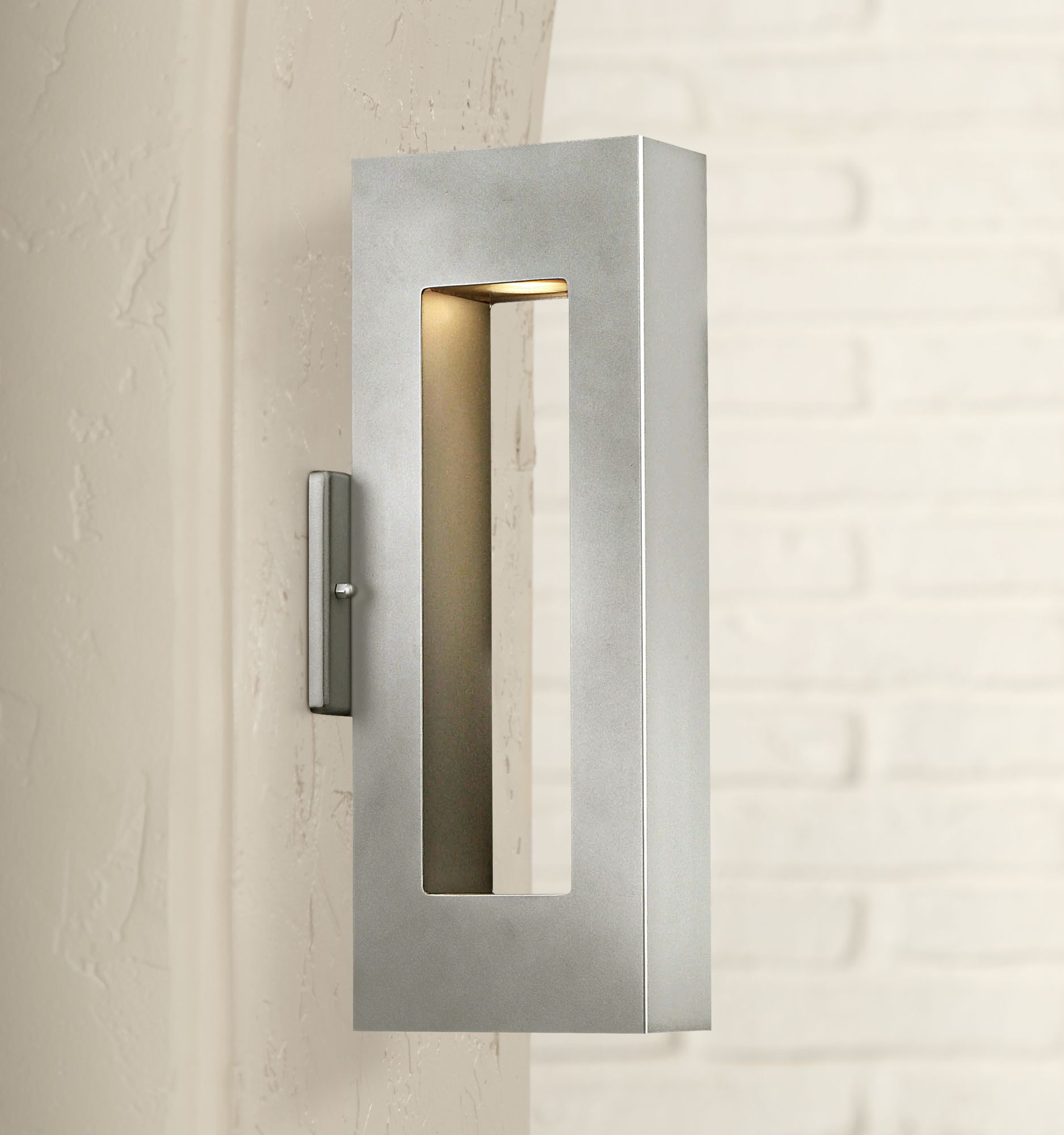 Atlantis 16"H Titanium-Etched Glass LED Outdoor Wall Light