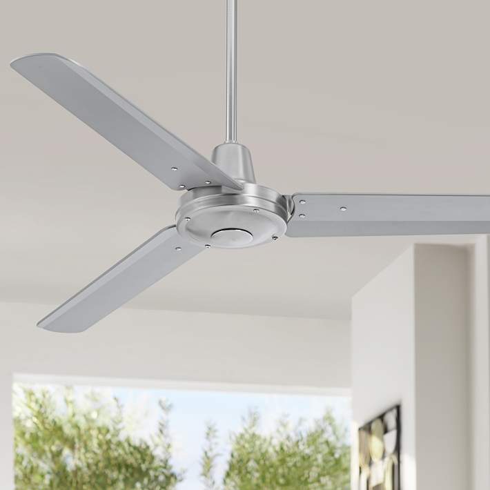 52 Plaza Brushed Nickel Damp Rated Ceiling Fan 7c837 Lamps Plus
