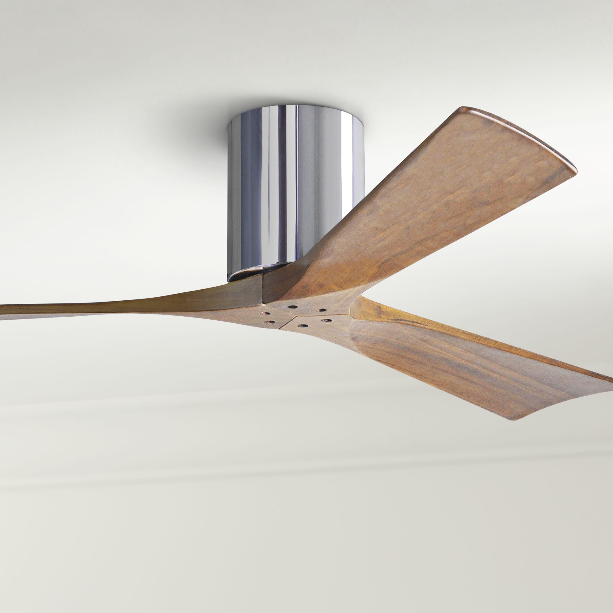 52" Matthews Irene-3H Blade Walnut-Chrome Hugger Ceiling Fan