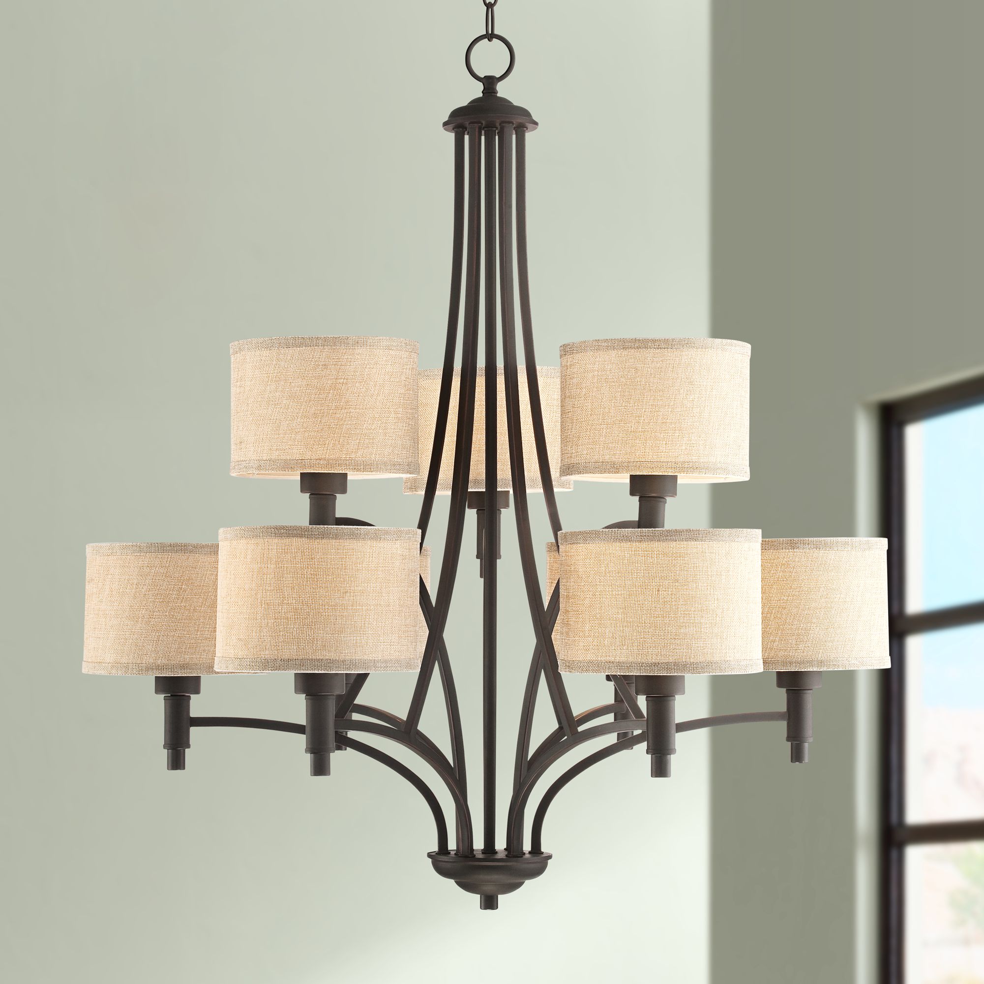 La Pointe 31" Wide Oil-Rubbed Bronze 9-Light Chandelier