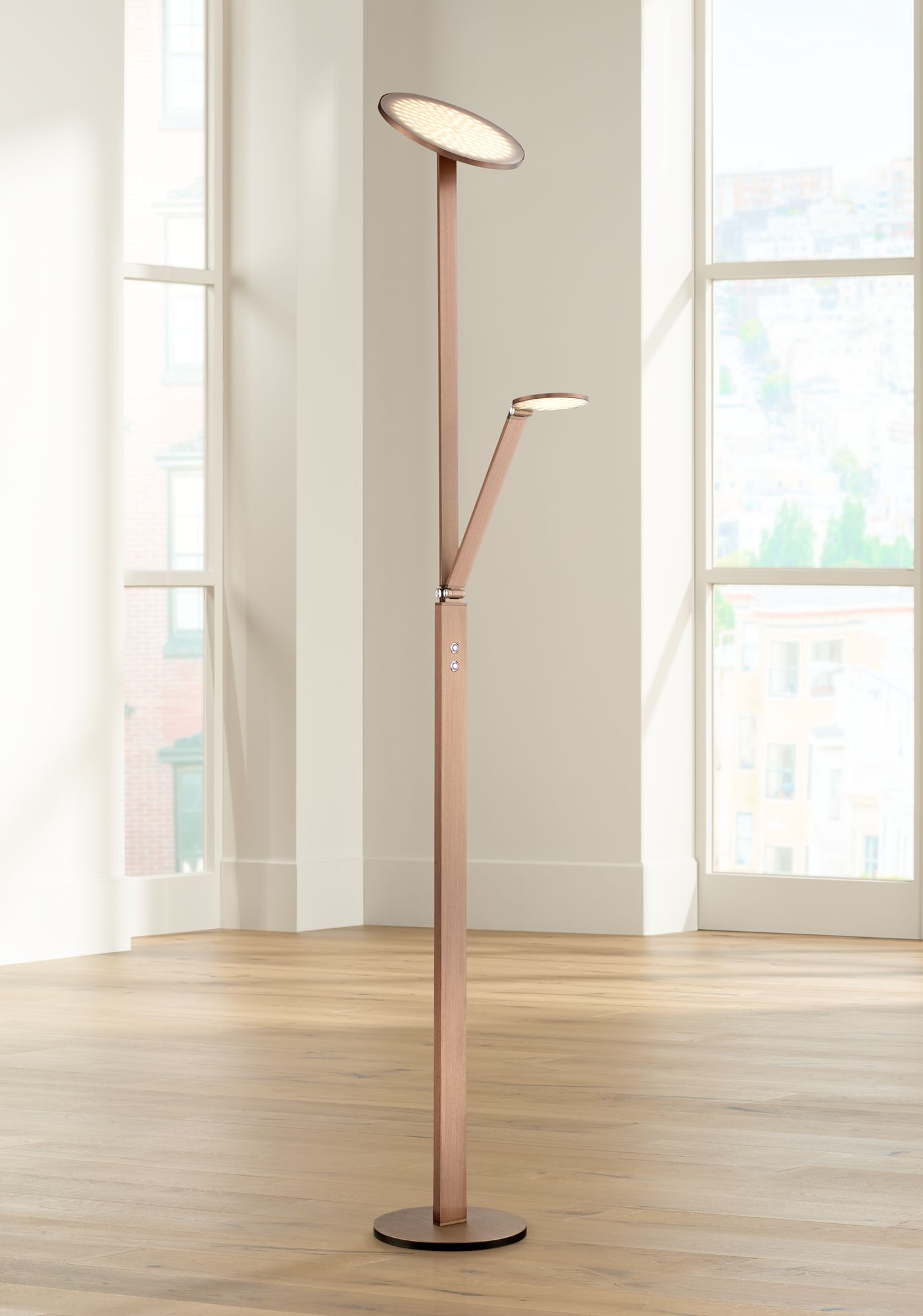 Possini Euro Magnum French Bronze LED Torchiere Floor Lamp