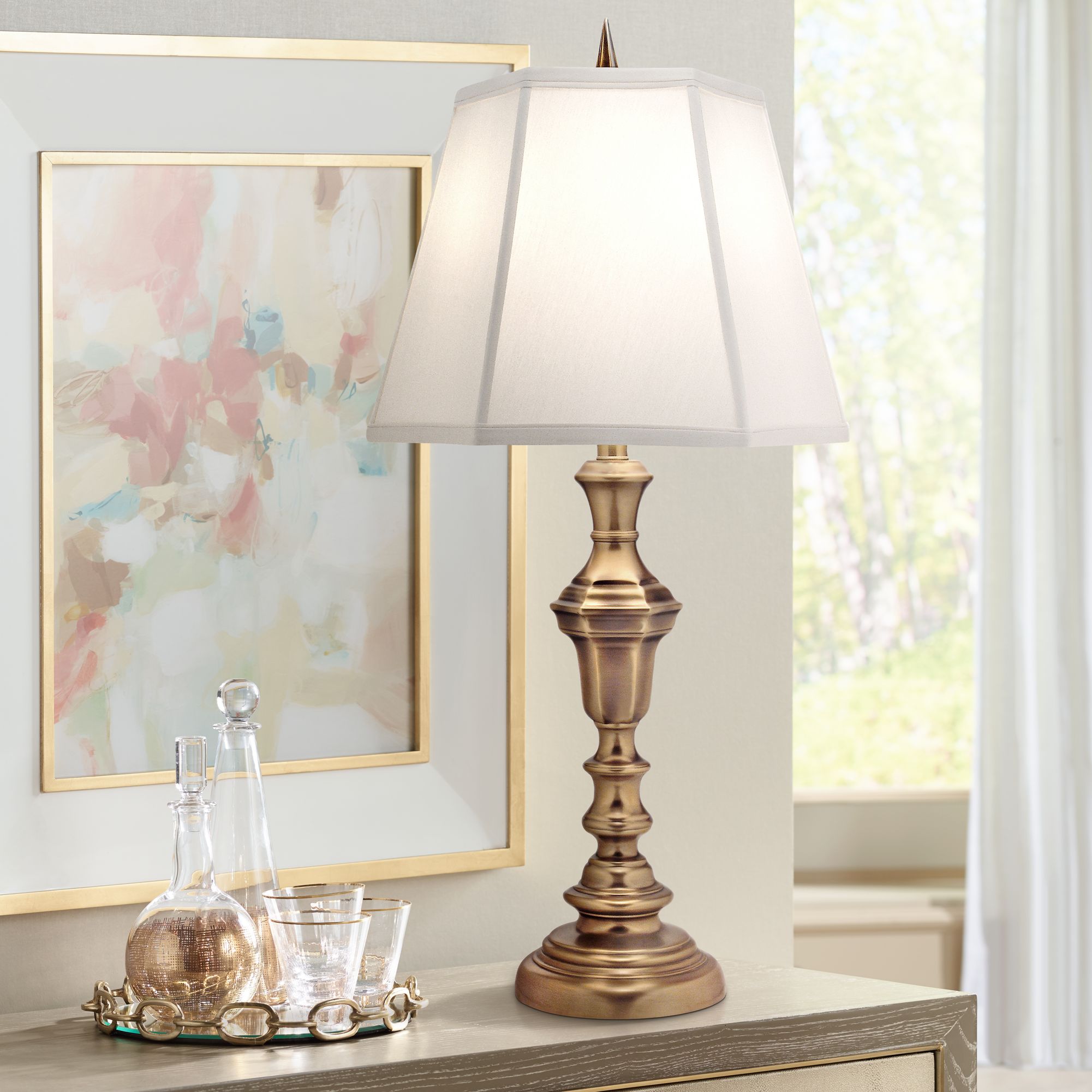 Stiffel Antique Brass Metal Table Lamp