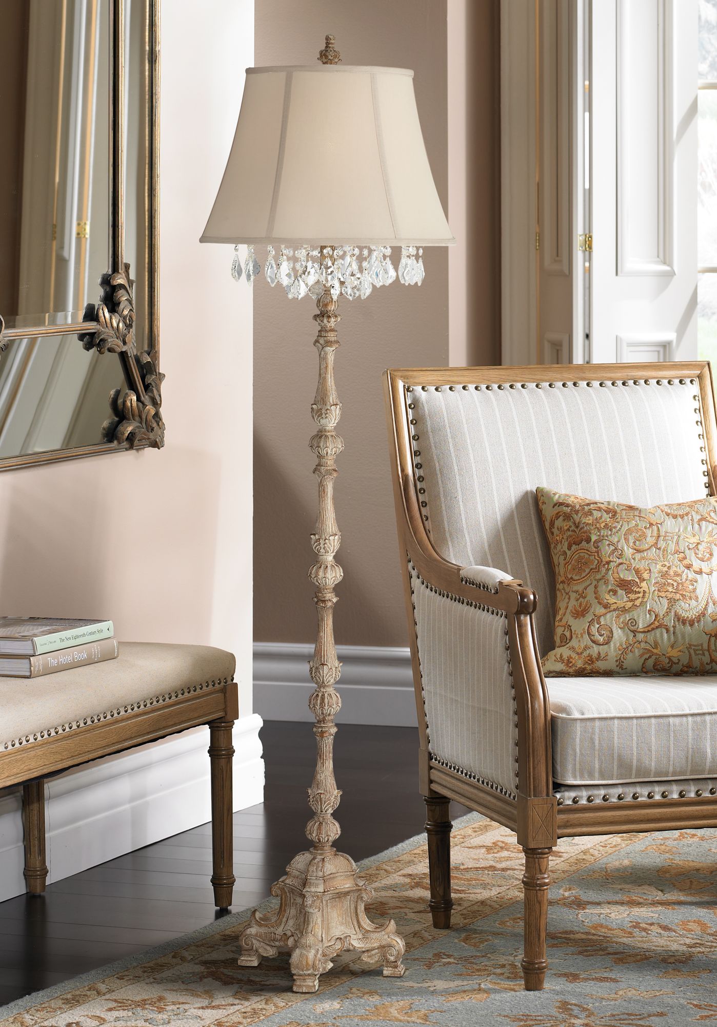 Duval French Crystal Candlestick Floor Lamp