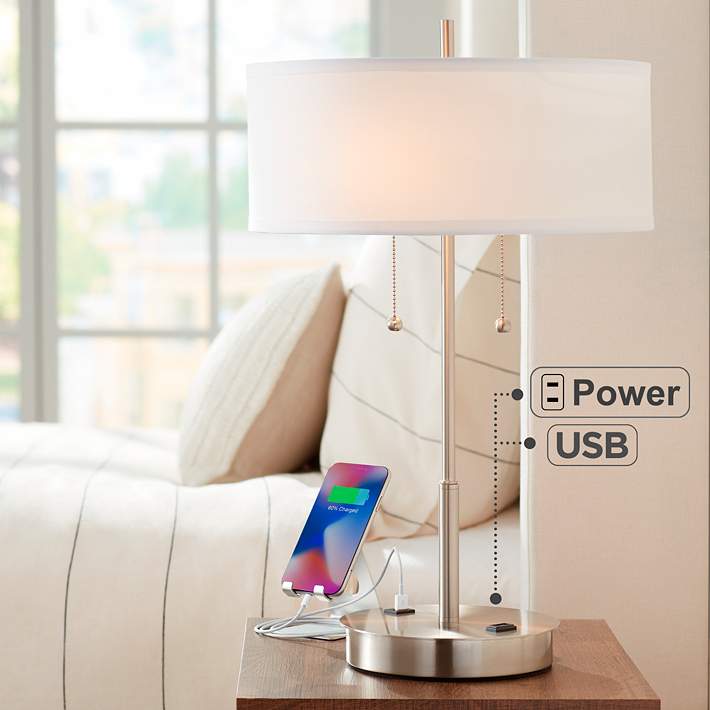 Nikola Metal Table Lamp With Usb Port, End Table Lamps With Usb Ports
