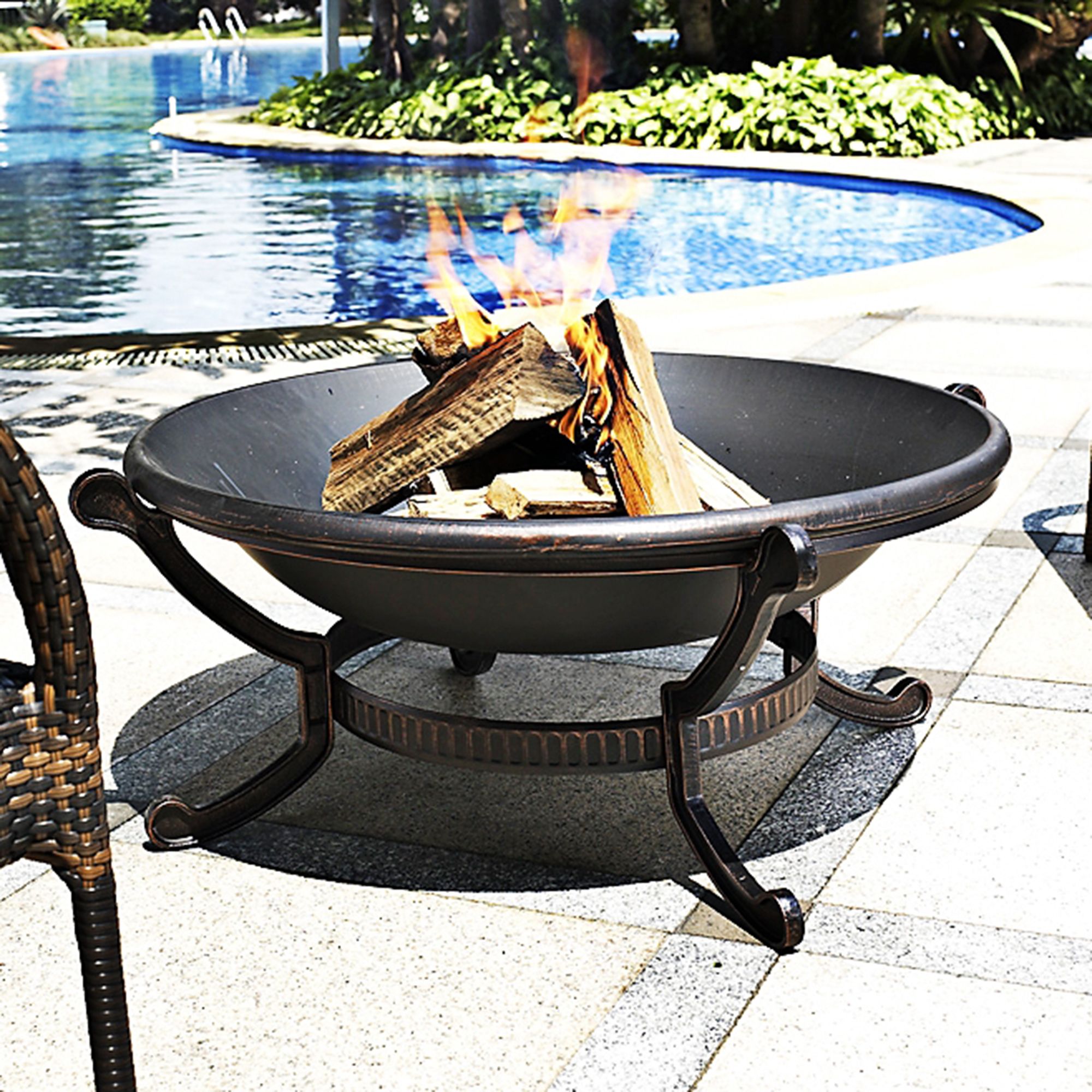 Ashland 35" Wide Outdoor Wood Burning Fire Pit