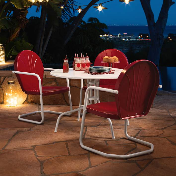 Griffith Nostalgic Bold Red Metal, Red Metal Outdoor Furniture