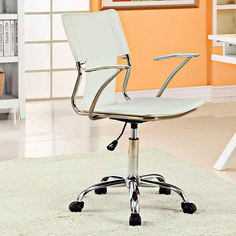 Studio Chrome White Swivel Office Chair