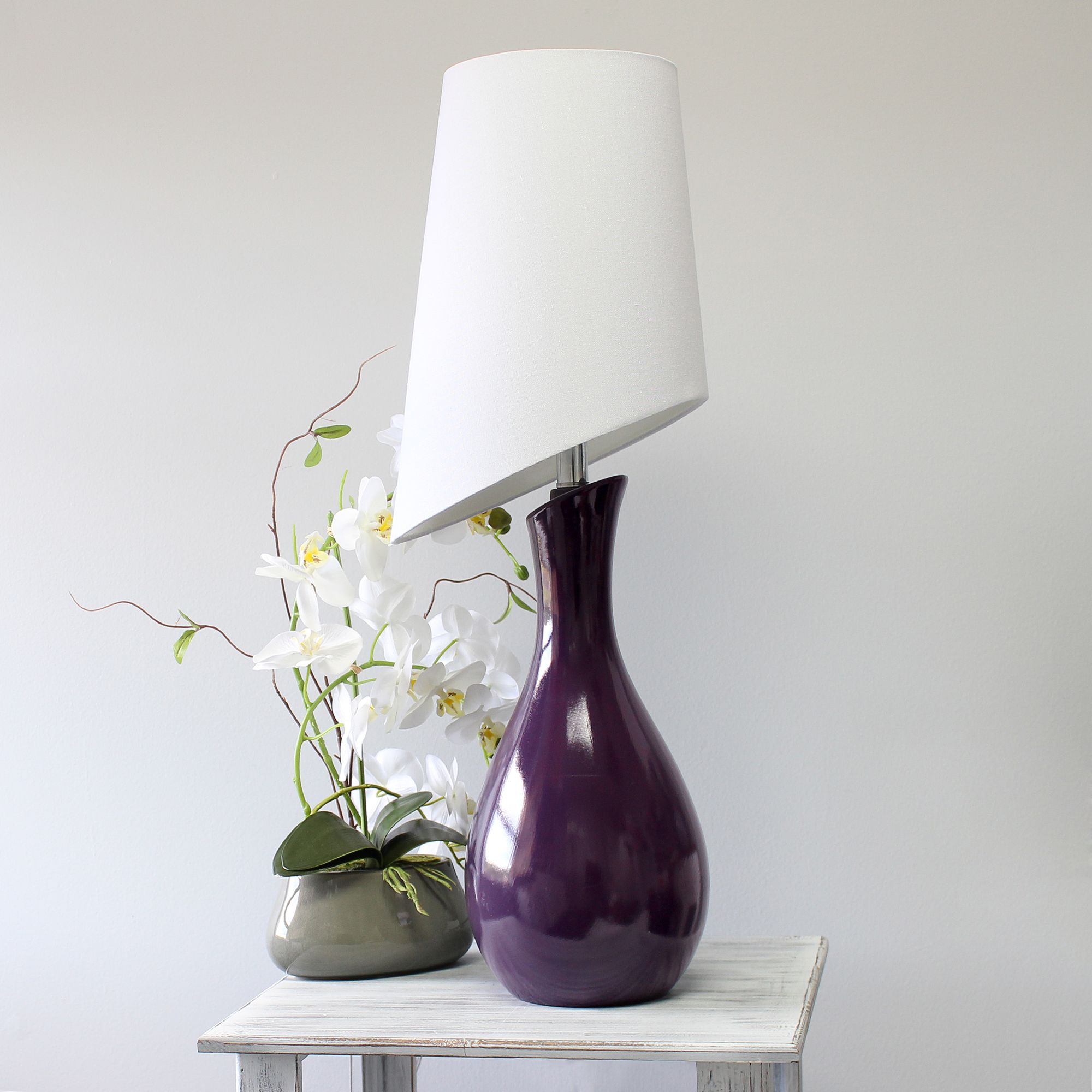 Fulford Curved Purple Ceramic Table Lamp