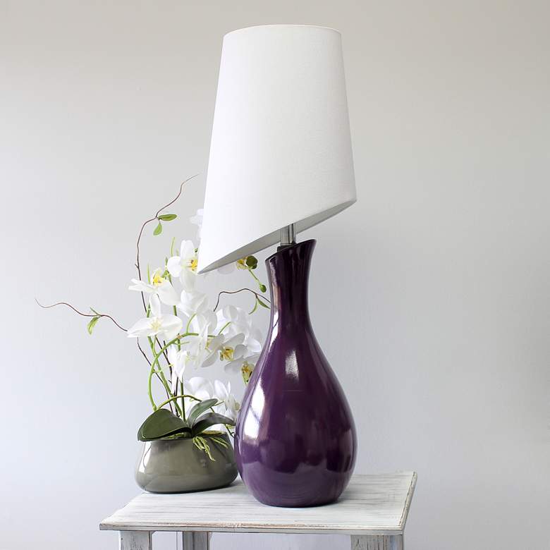 Image 1 Fulford Curved Purple Ceramic Table Lamp