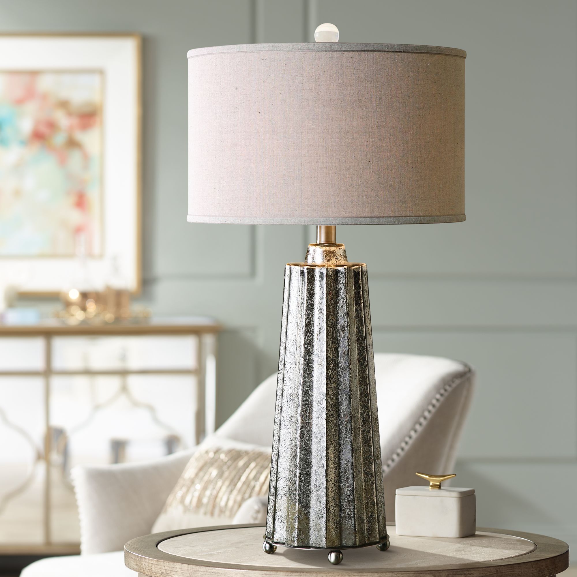 Uttermost Sullivan Mercury Glass Fluted Column Table Lamp