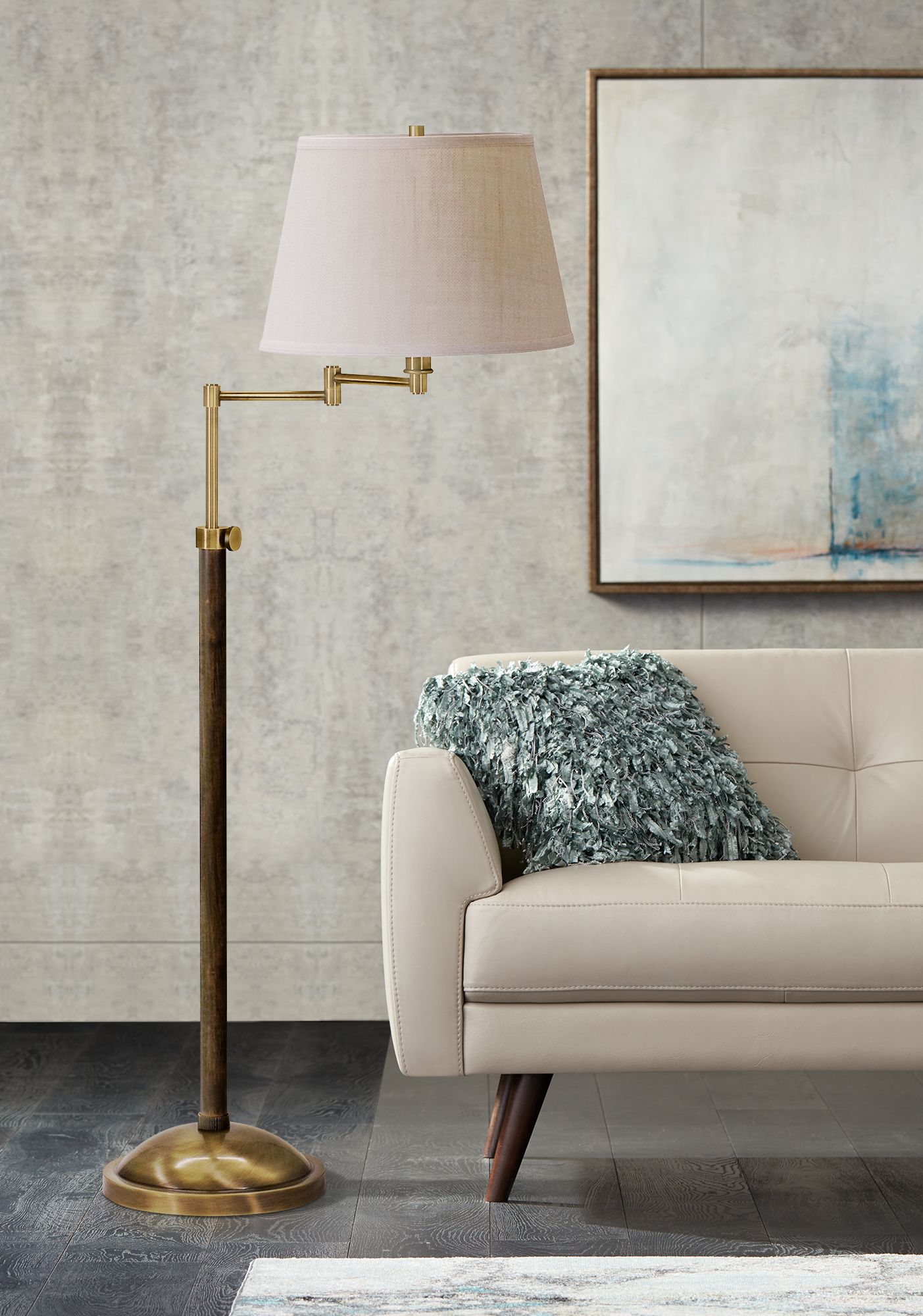 House of Troy Richmond Swing Arm Aged Brass Floor Lamp